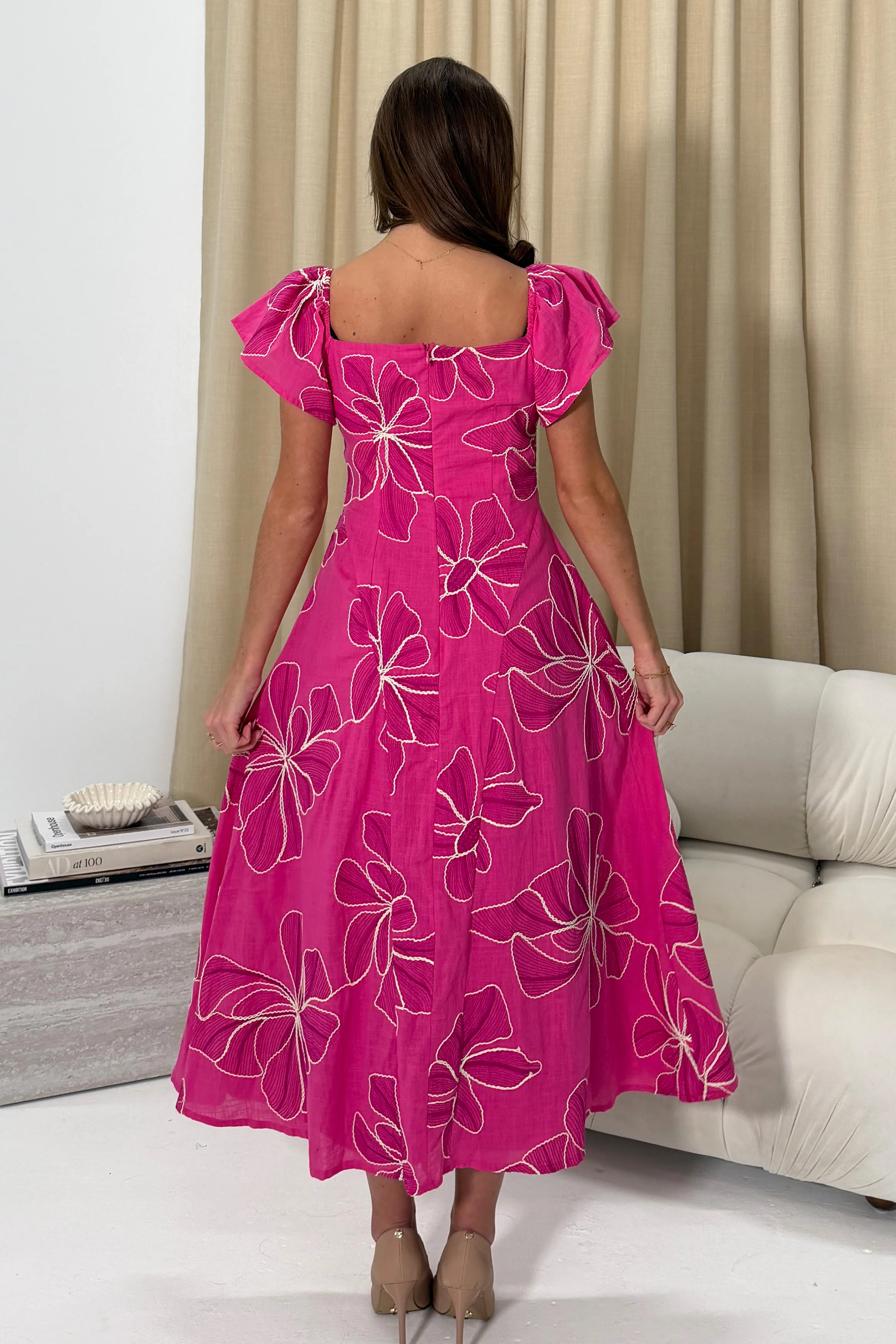 Orla Broderie Maxi Dress Pink - Image 6