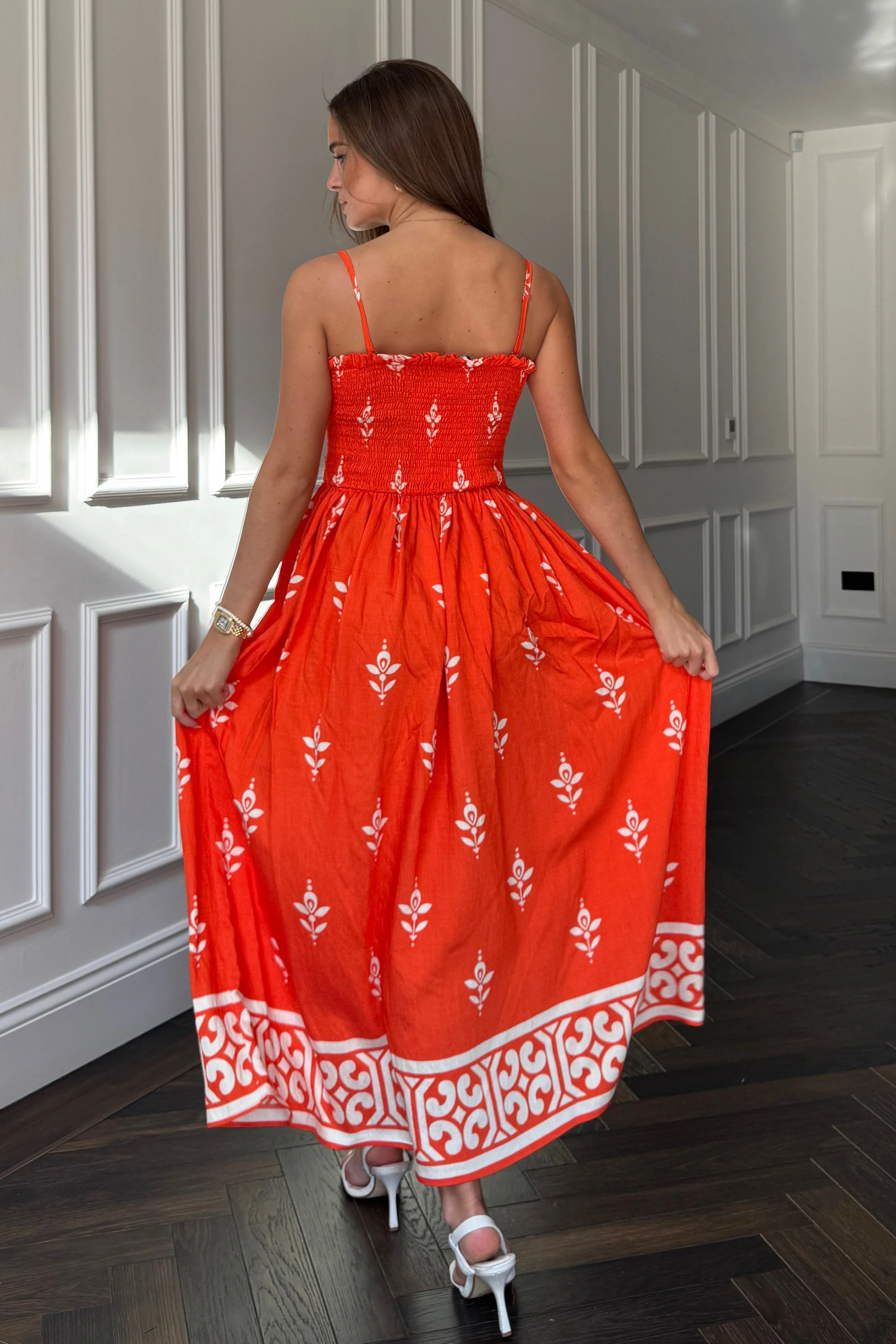 Abby Orange Border Print Maxi Dress - Image 4