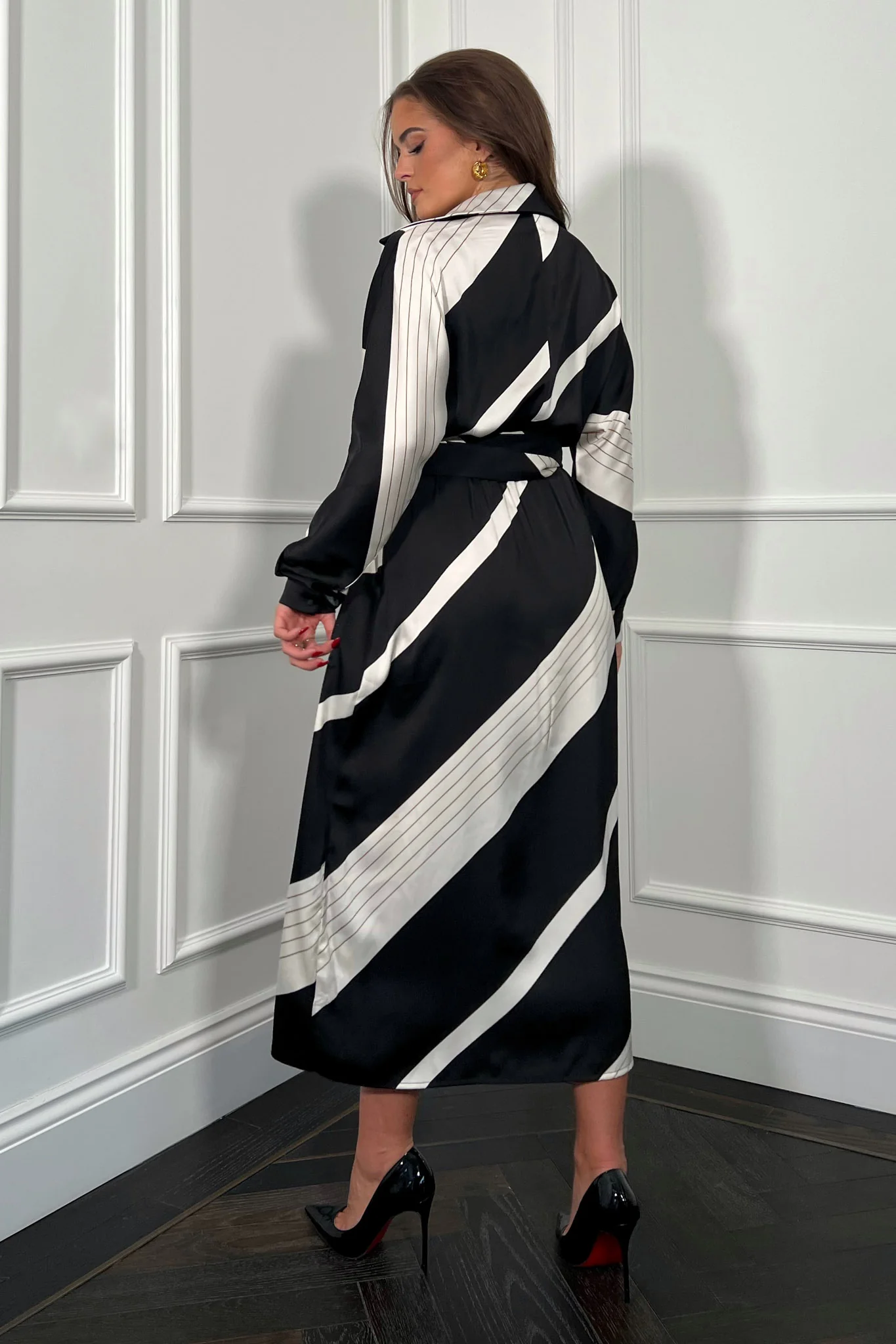 Adrian Monocrome Buckle Wrap Shirt Dress - Image 6