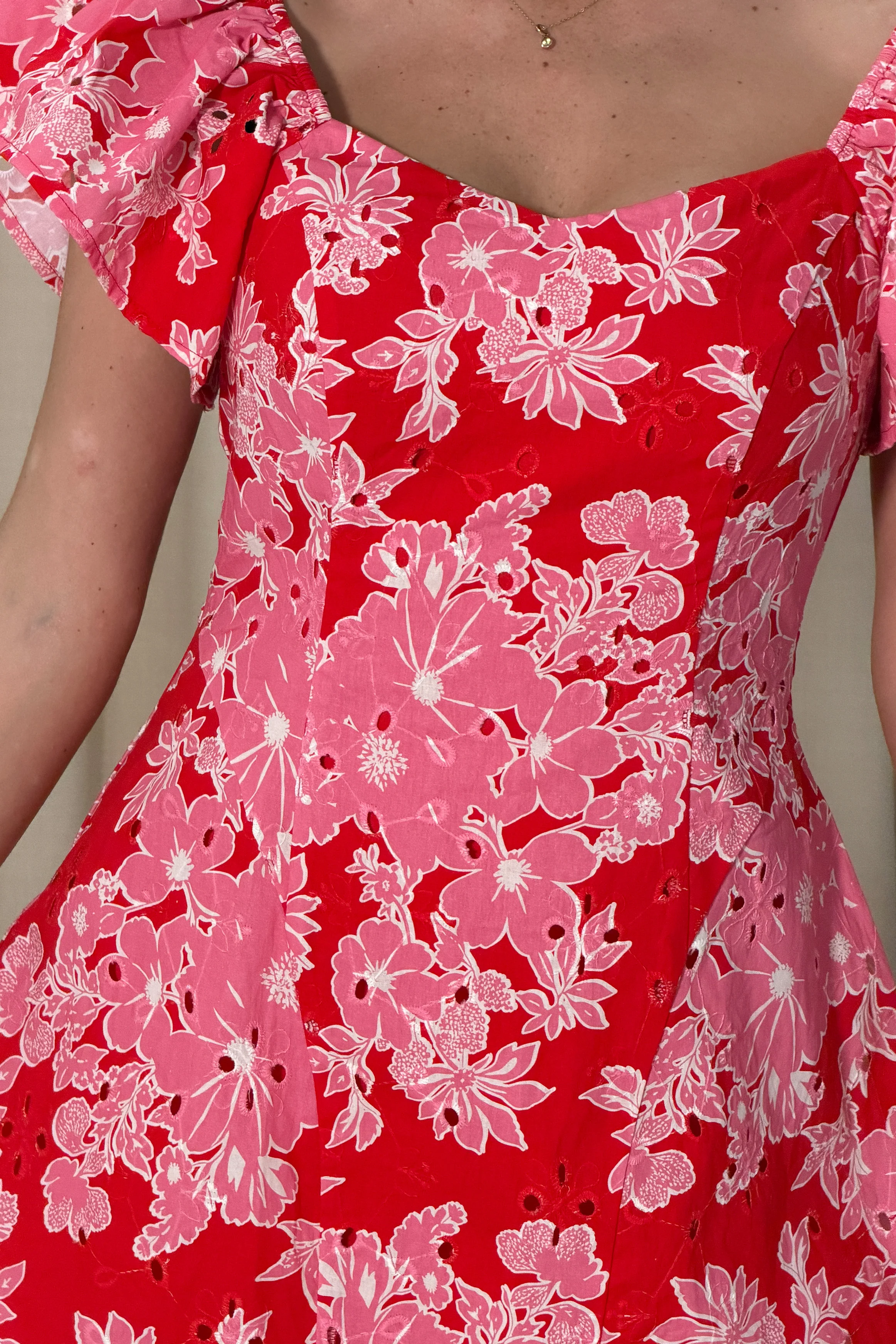 Alex Broiderie Anglais Mini Dress Pink - Image 2