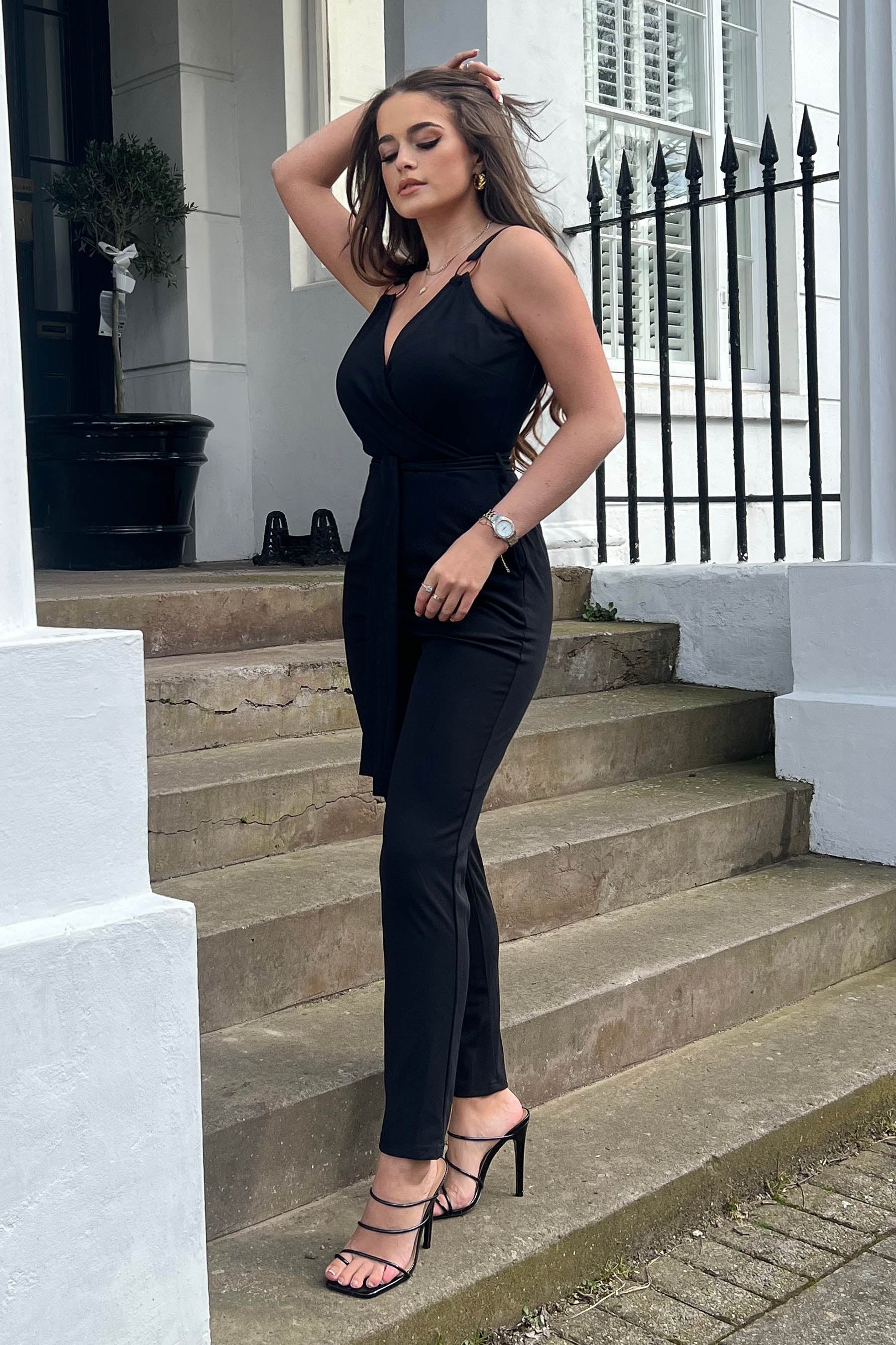 Alexa Ring Detail Wrap Neck Jumpsuit - Image 4
