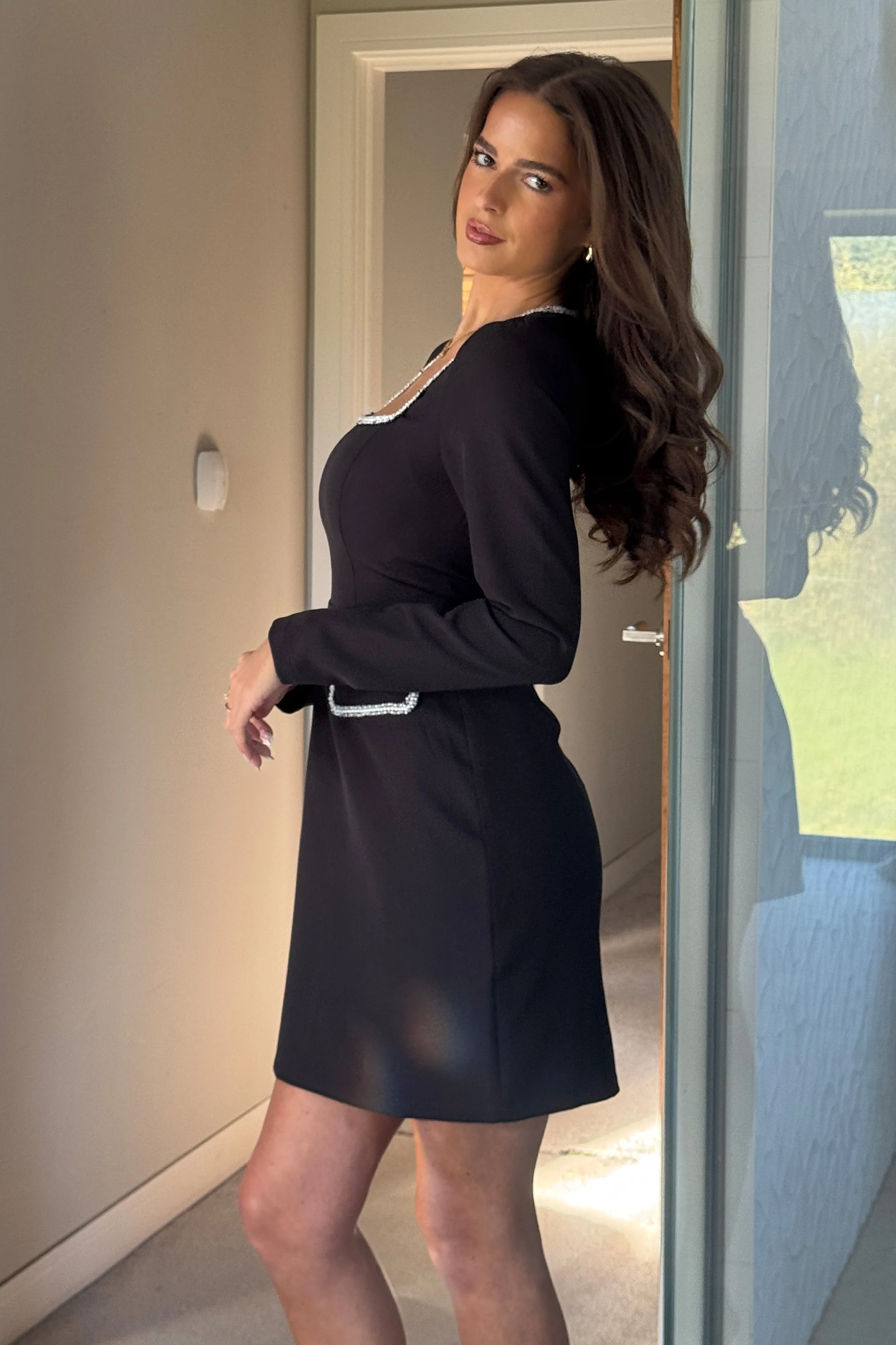 Amaranta Square Neck Mini Dress Black - Image 5
