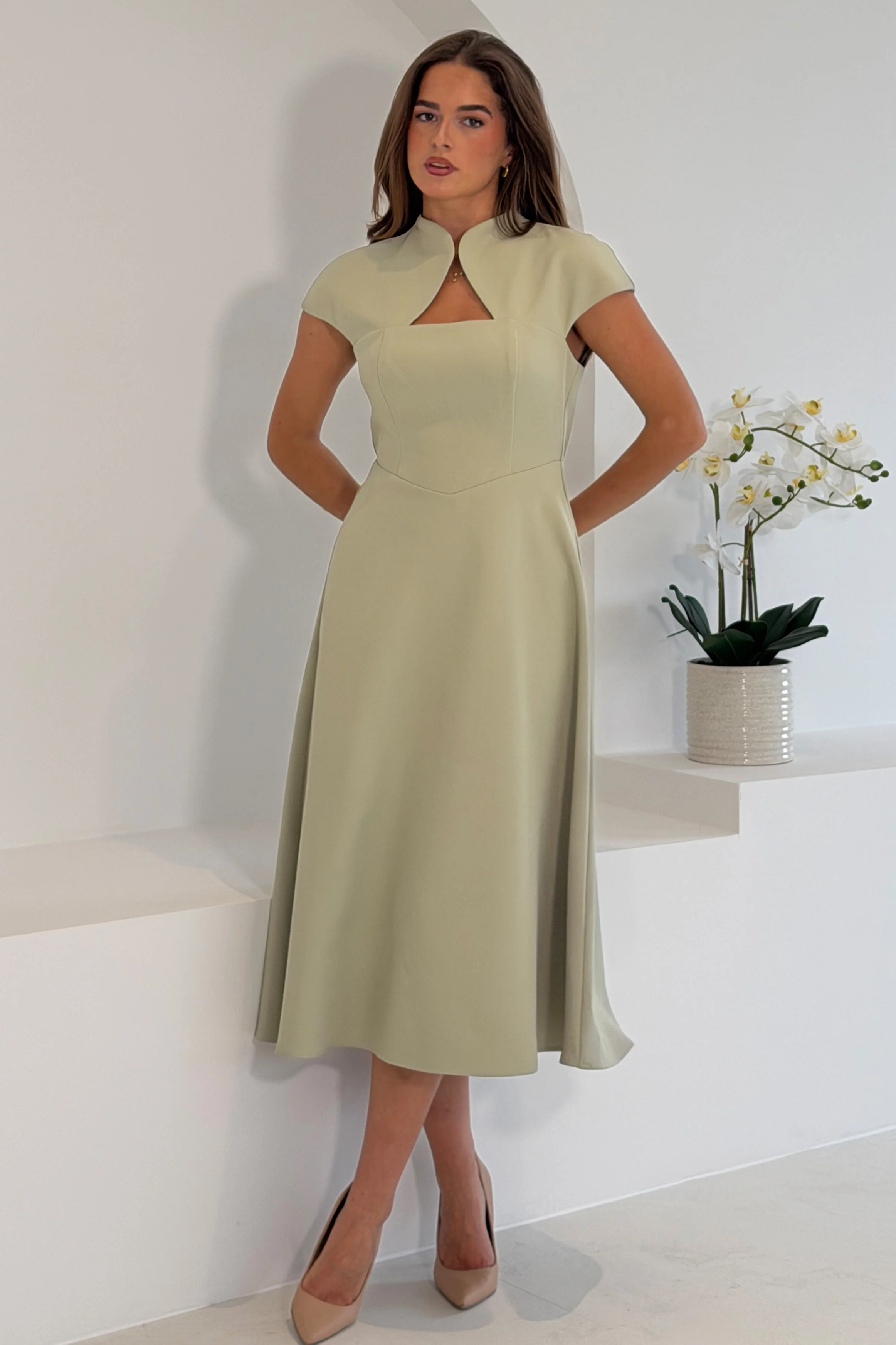 Amora Midi Dress Sage - Image 3