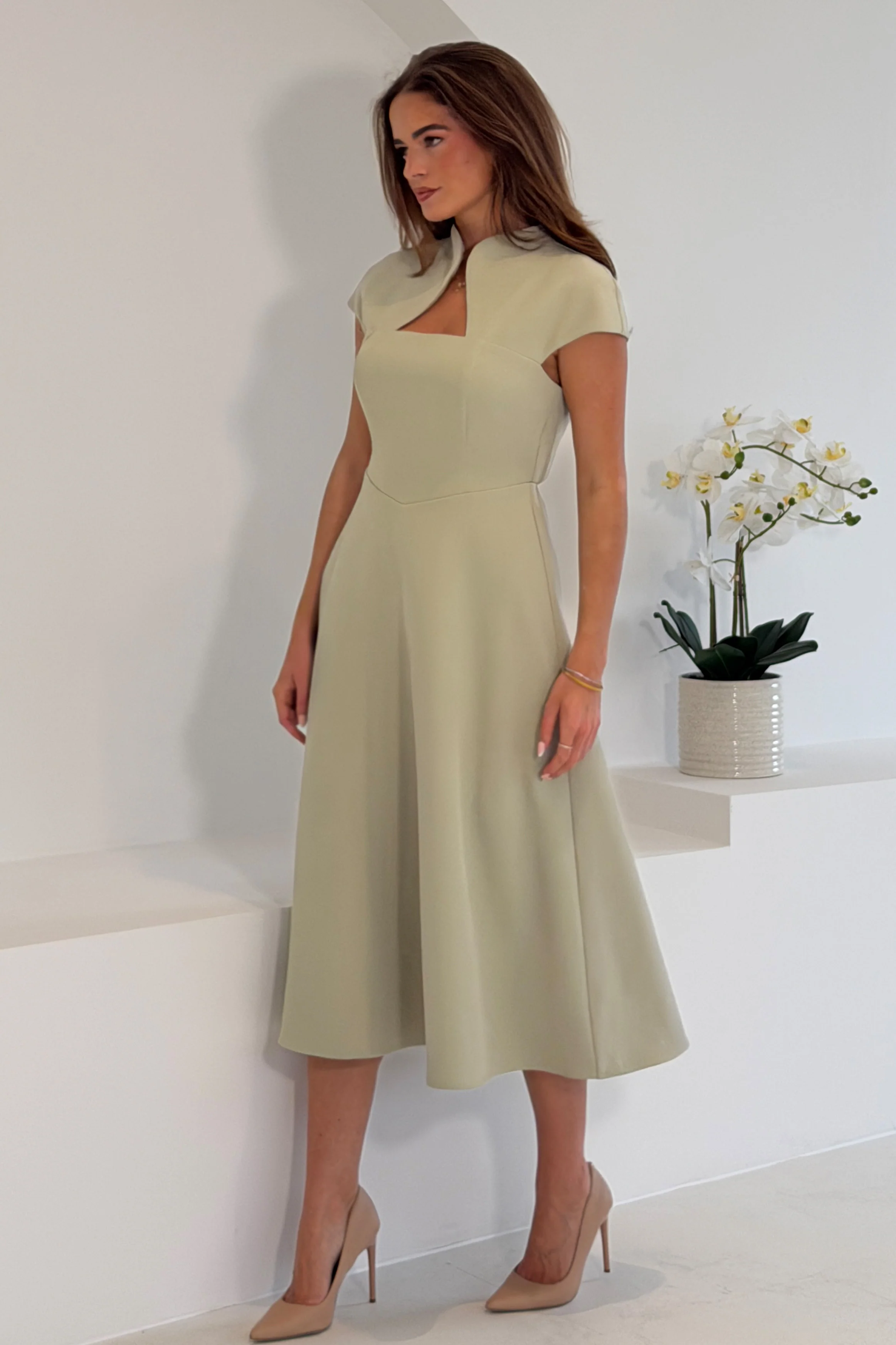 Amora Midi Dress Sage - Image 5