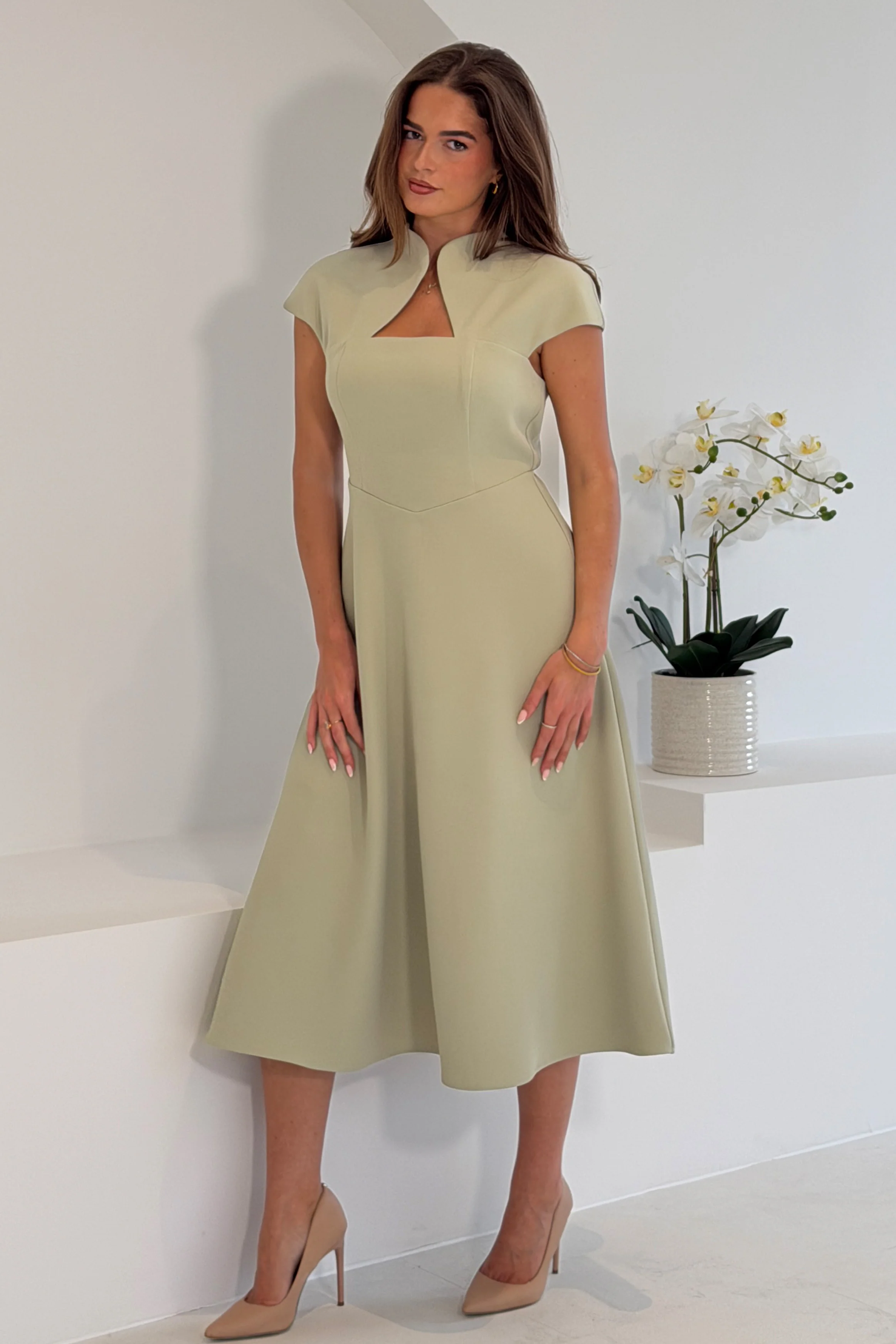 Amora Midi Dress Sage - Image 6