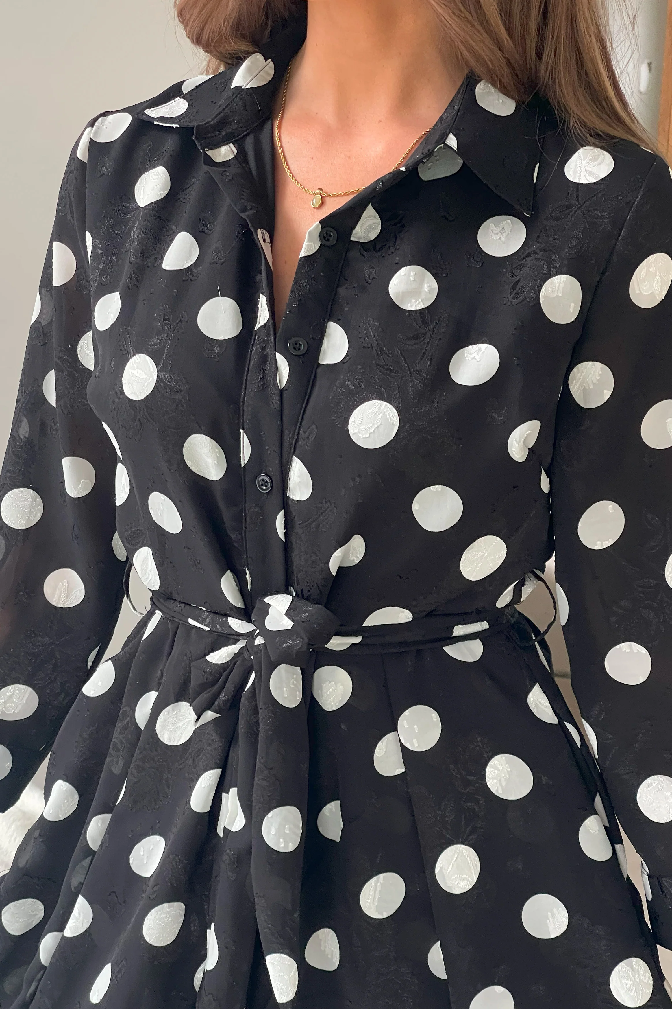 Angela Long Sleeve Maxi Shirt Dress Spot Burnout - Image 2
