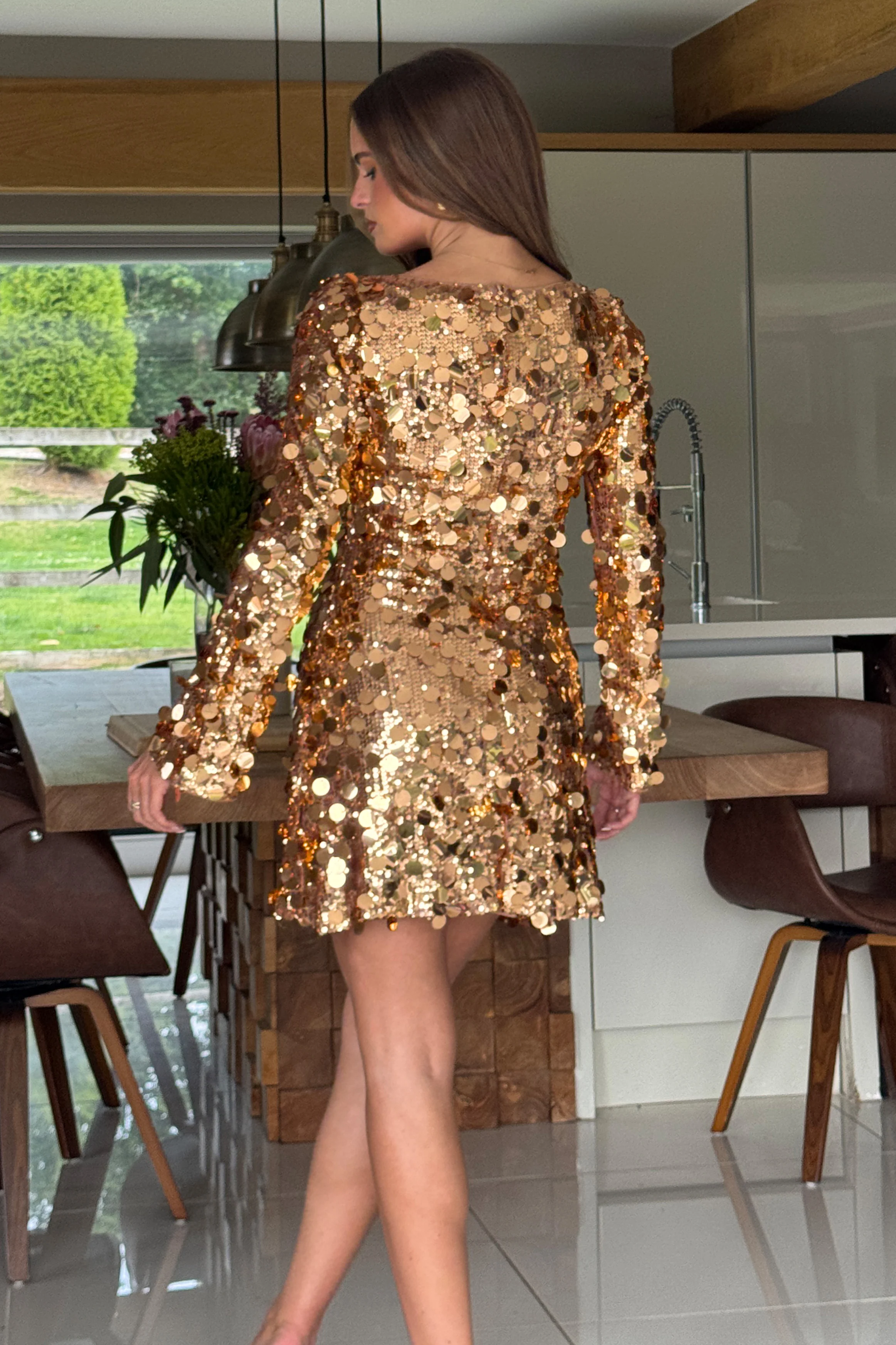 Anita Gold Sequin Mini Dress - Image 4
