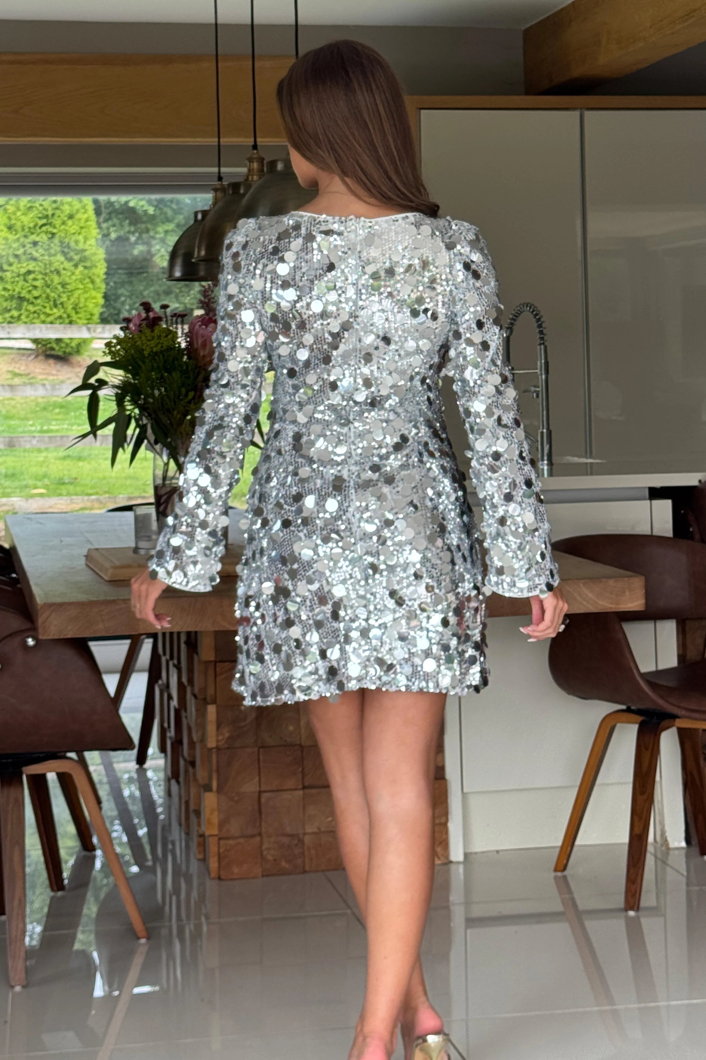Anita Silver Sequin Mini Dress - Image 5