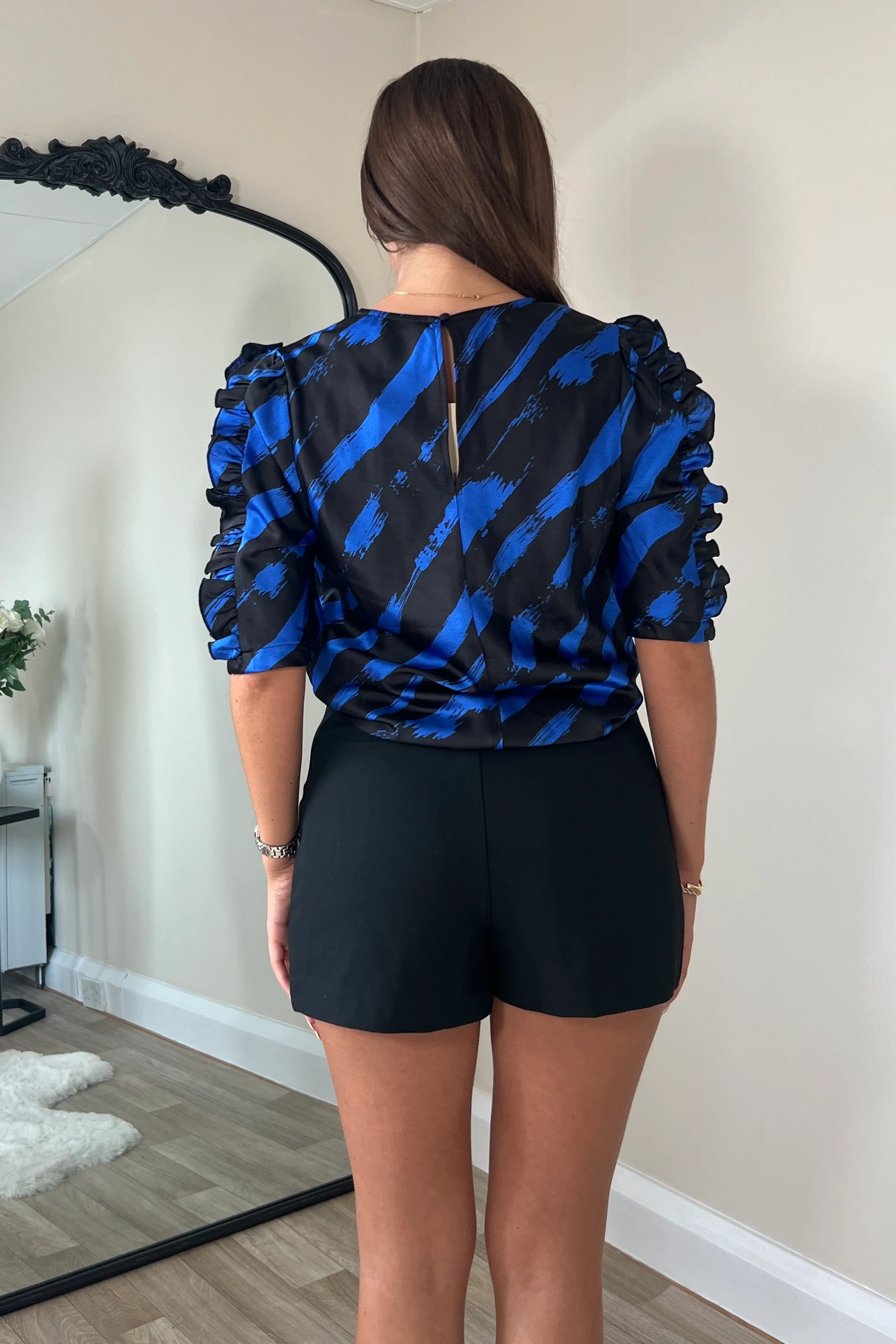 Asher Cobalt Frill Sleeve Top - Image 5