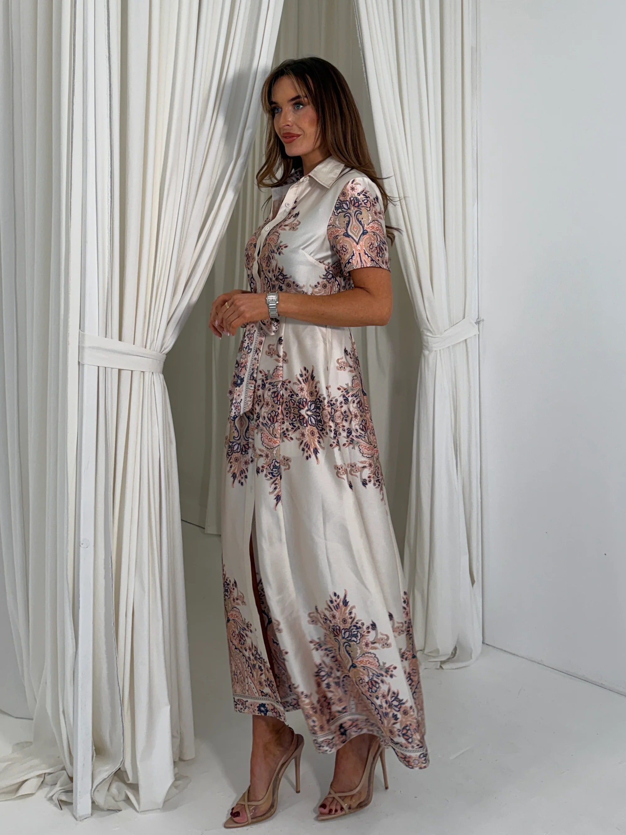 Aurora Paisly Print Midi Shirt Dress - Image 5