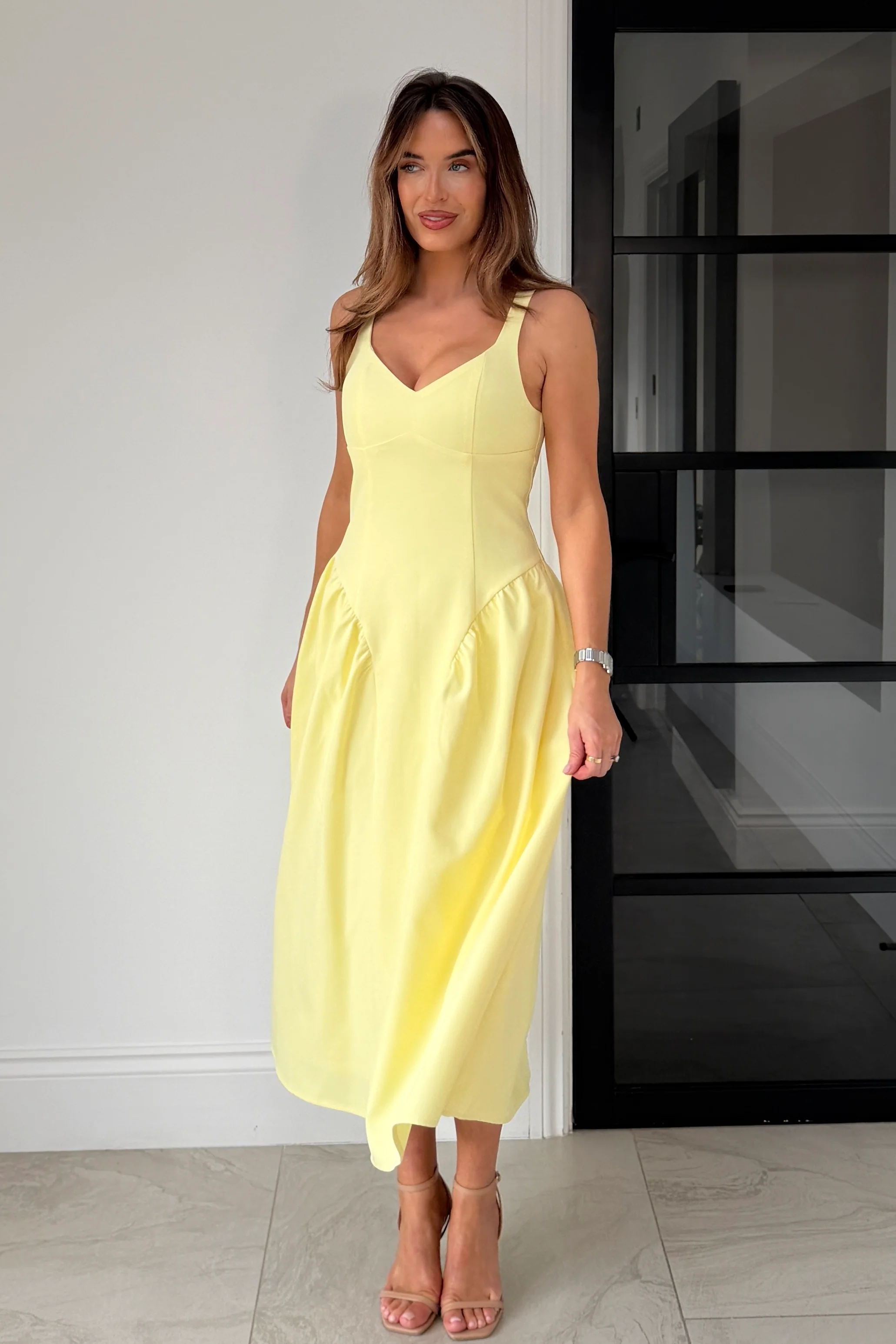 Autumn Strappy Maxi Dress Yellow - Image 3