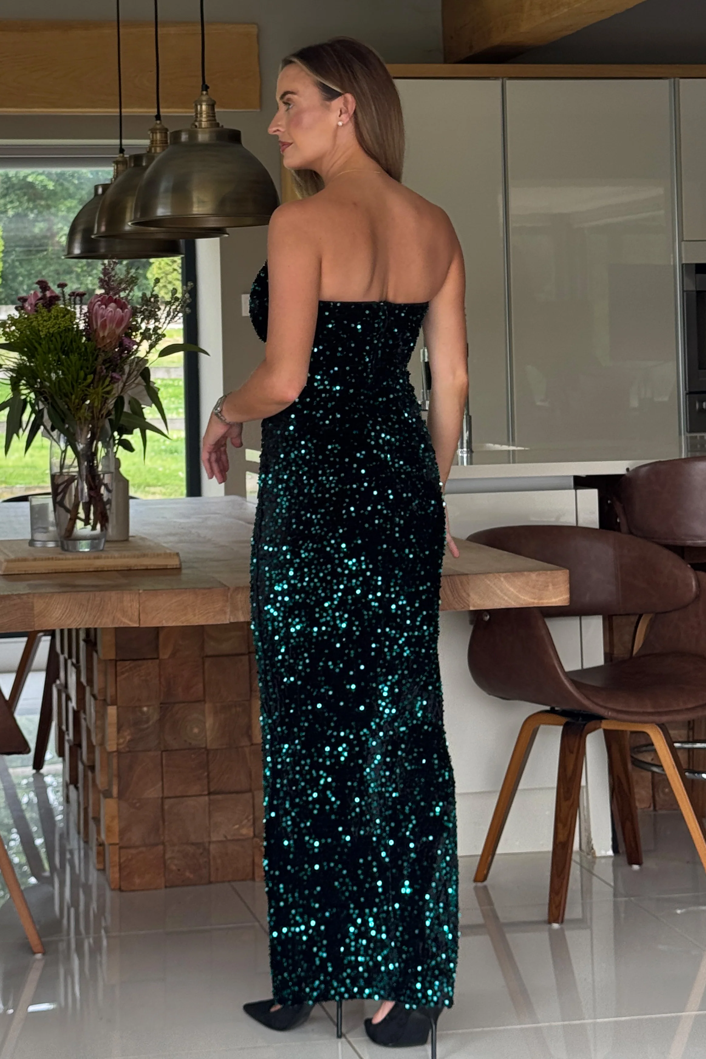 Ava Iridescent Velvet Sequin Occasion Maxi Dress - Image 4