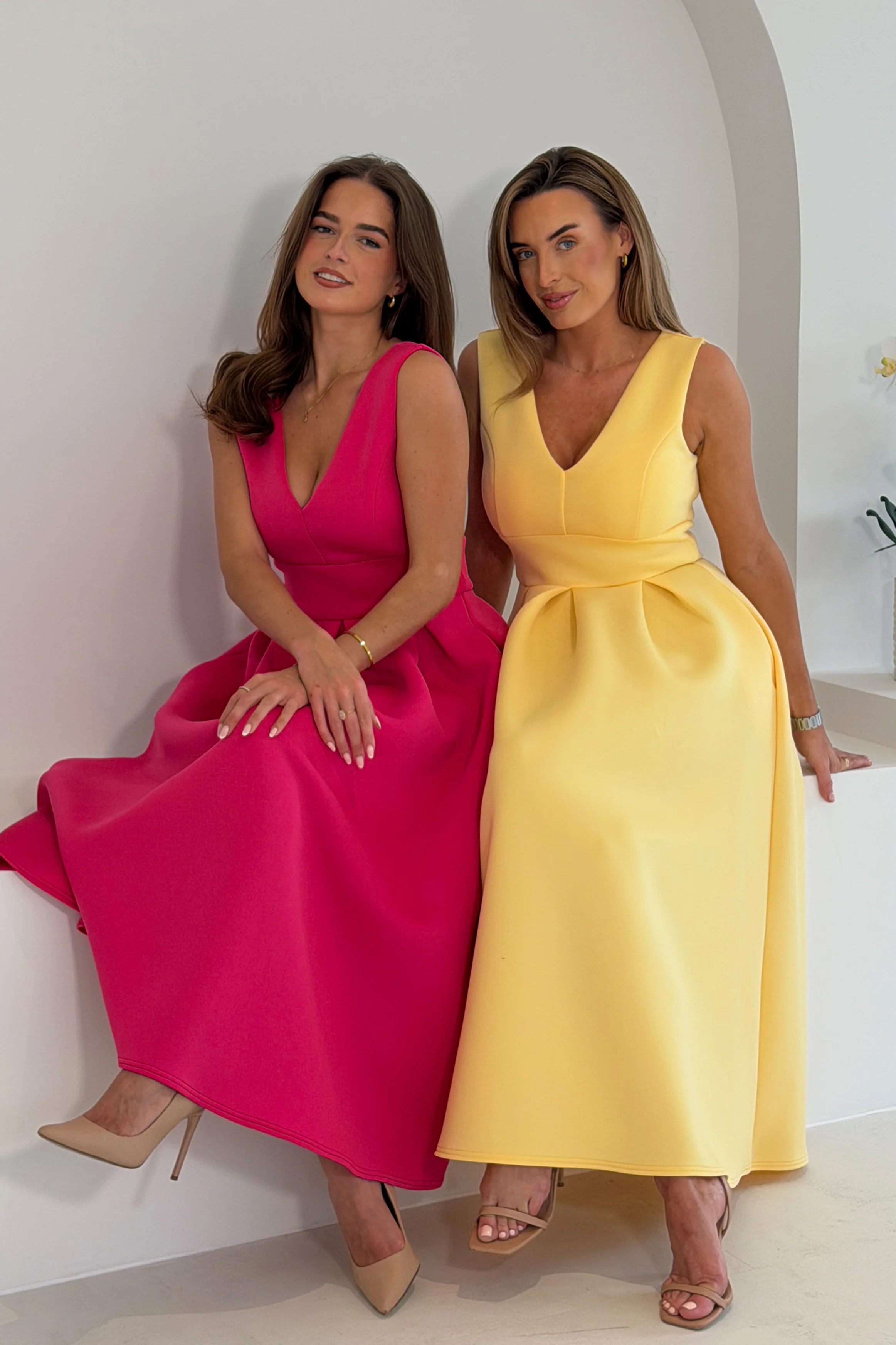 Bethany V Neck Skater Midi Yellow - Image 6