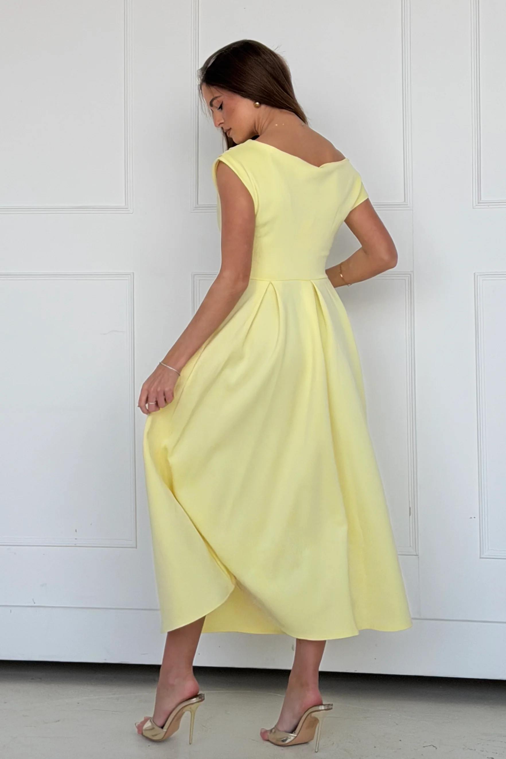 Betty Asymmetric Midi Dress Yellow - Image 6