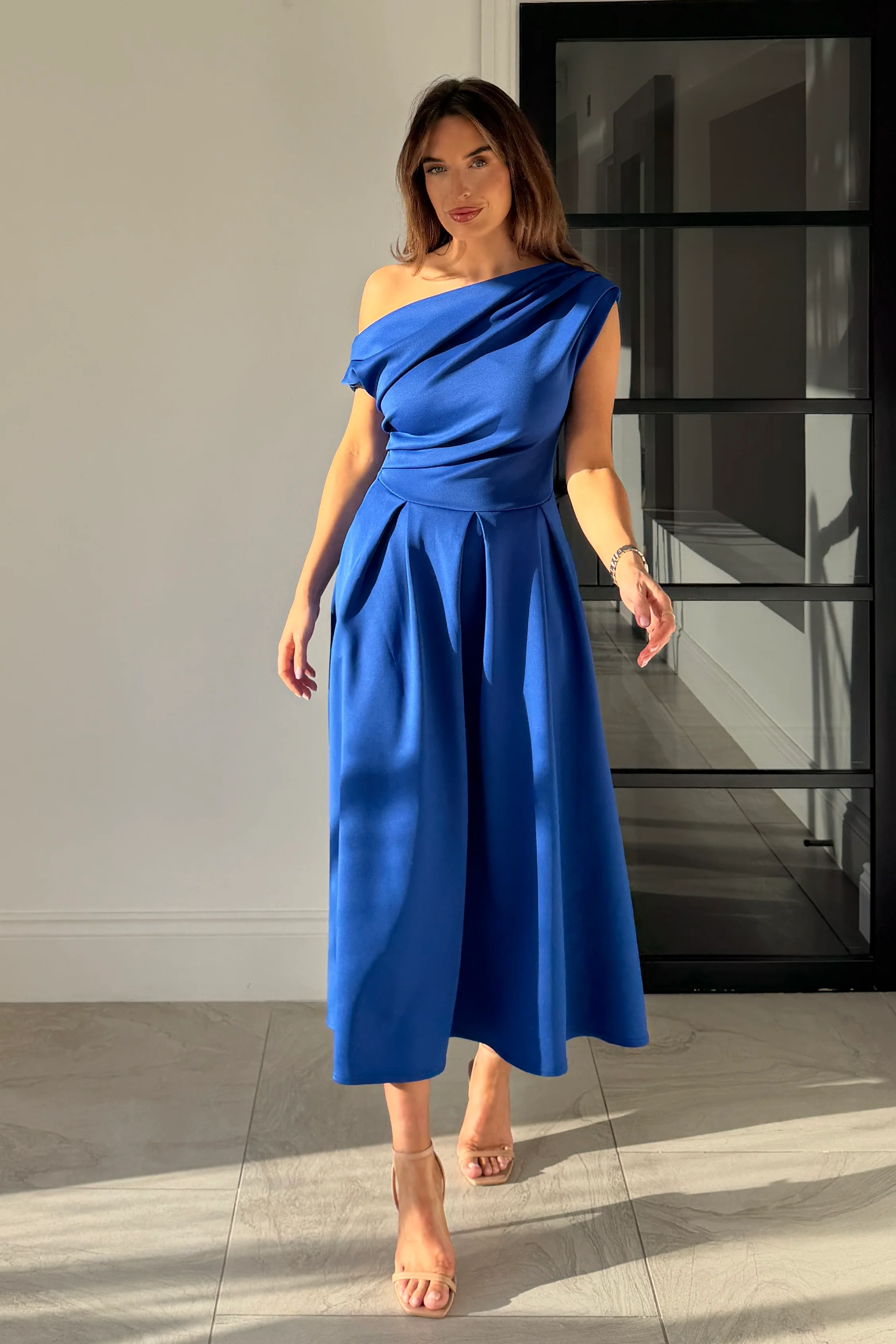 Betty Asymmetric Midi Dress Cobalt - Image 3