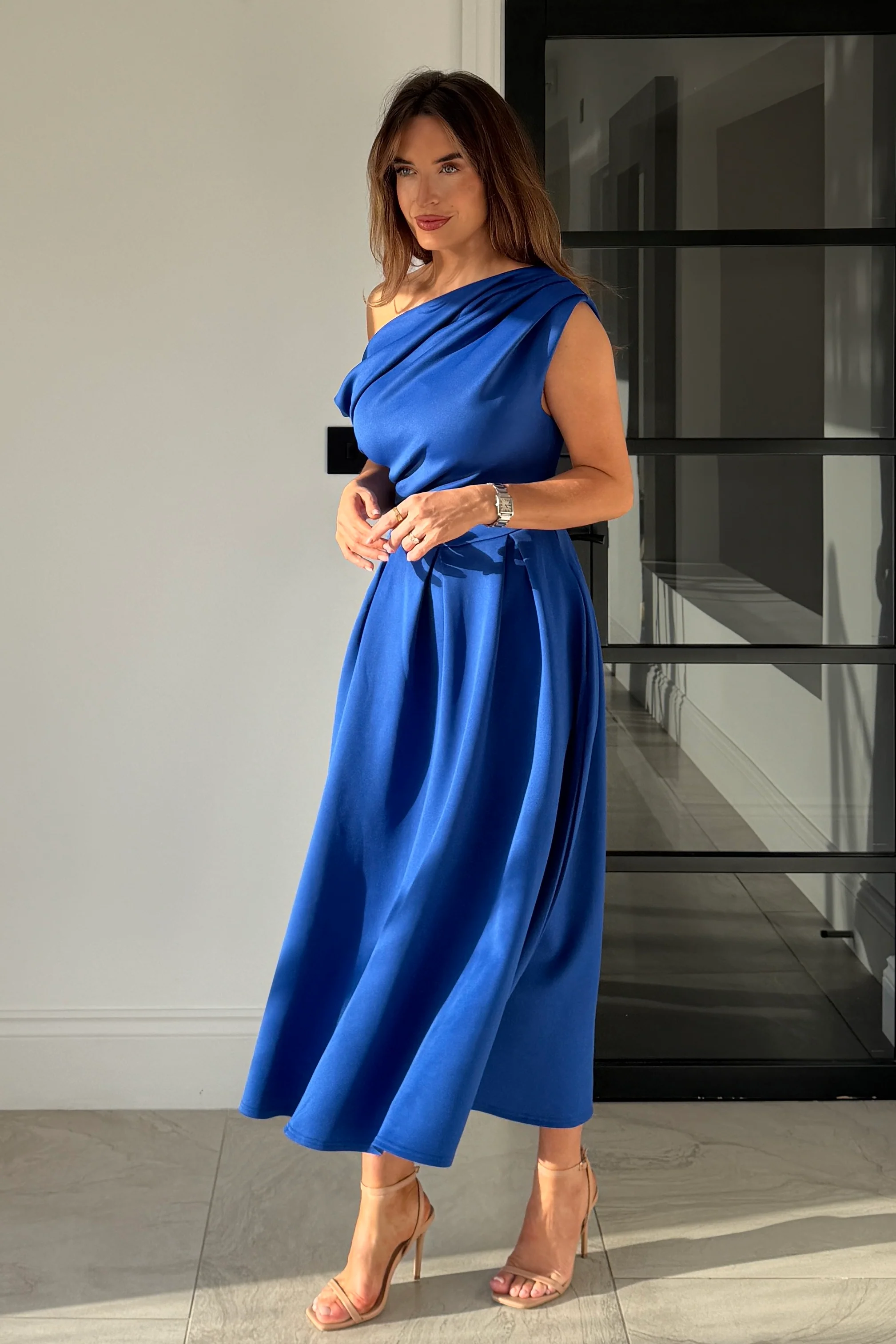 Betty Asymmetric Midi Dress Cobalt - Image 4