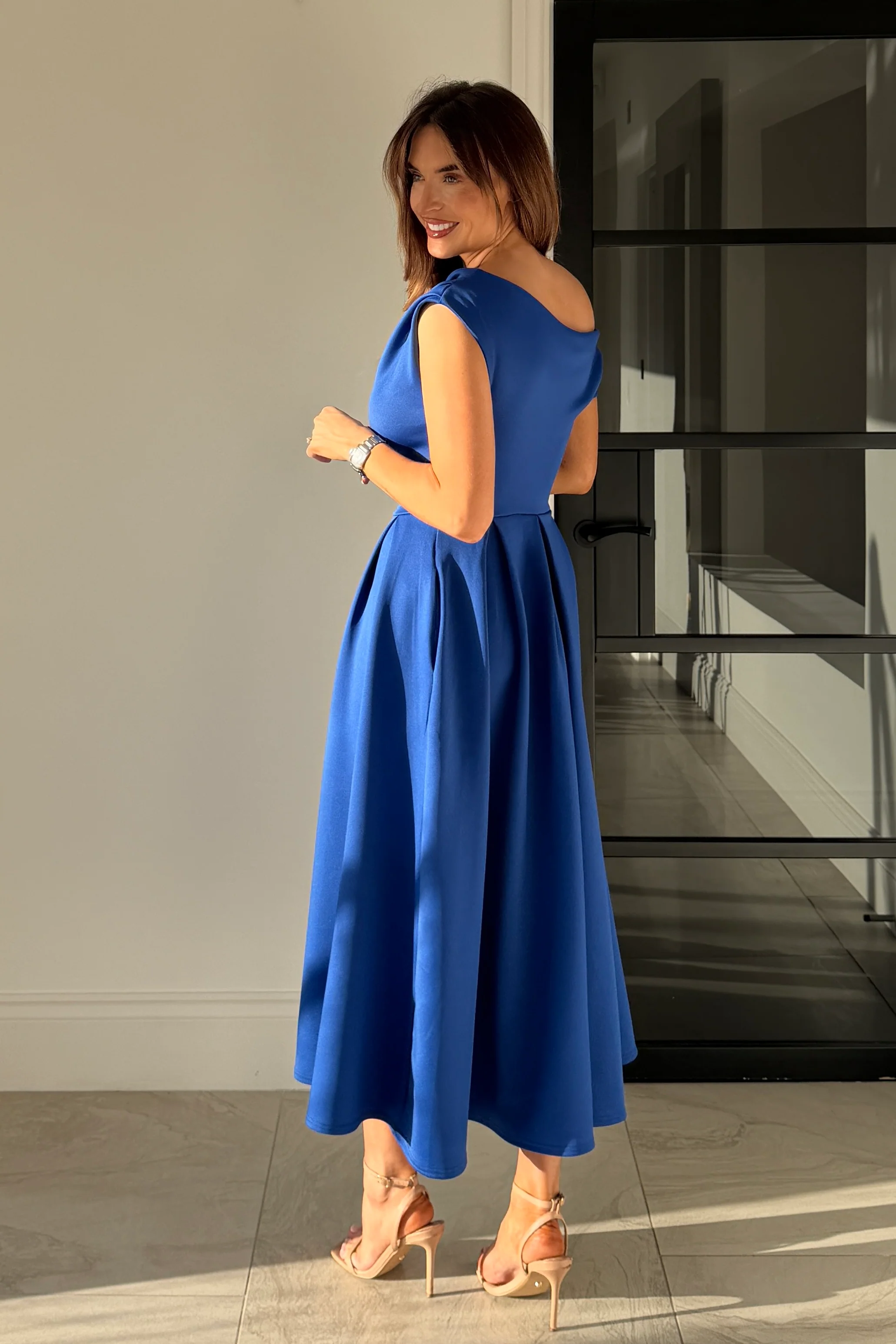 Betty Asymmetric Midi Dress Cobalt - Image 5