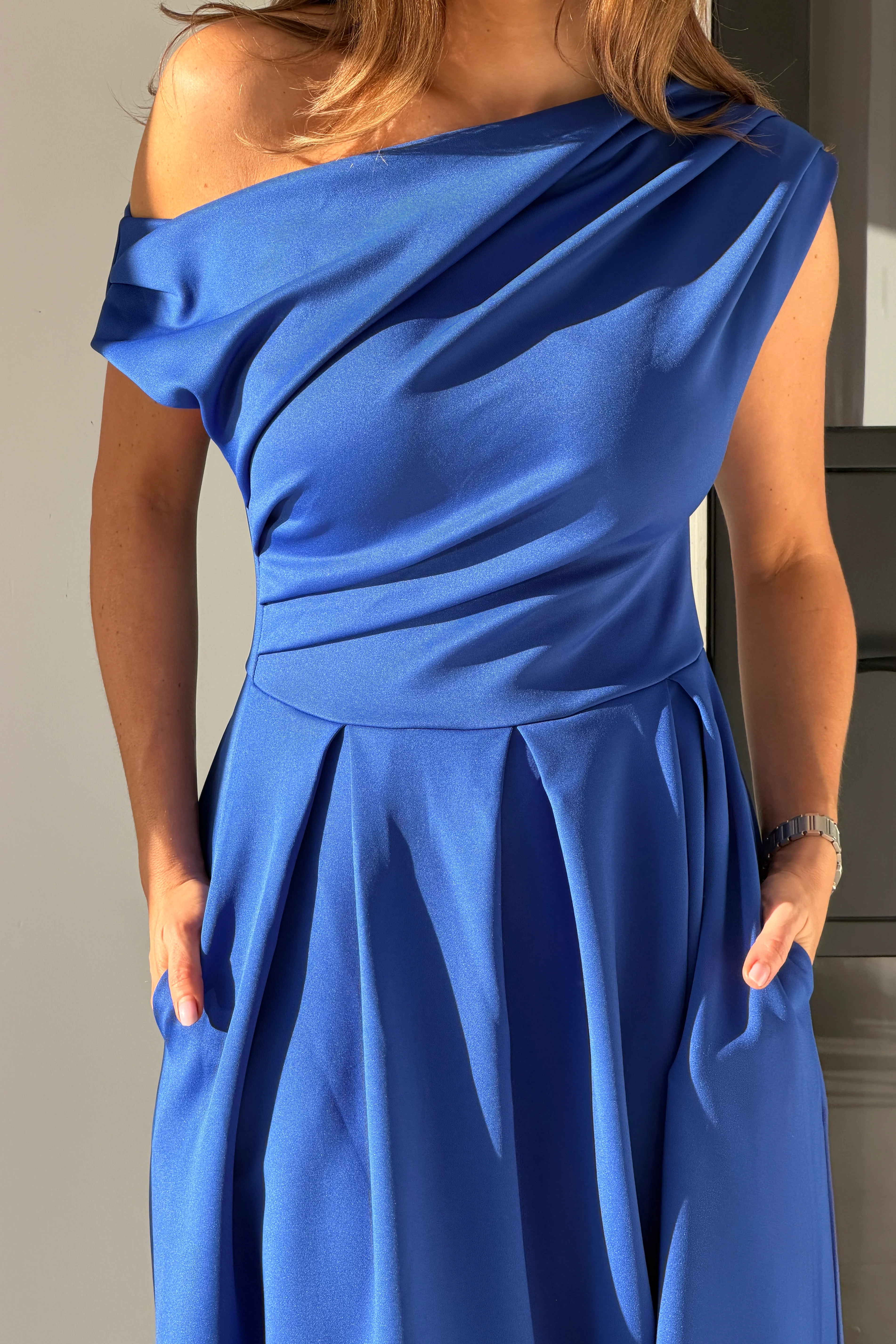 Betty Asymmetric Midi Dress Cobalt - Image 6