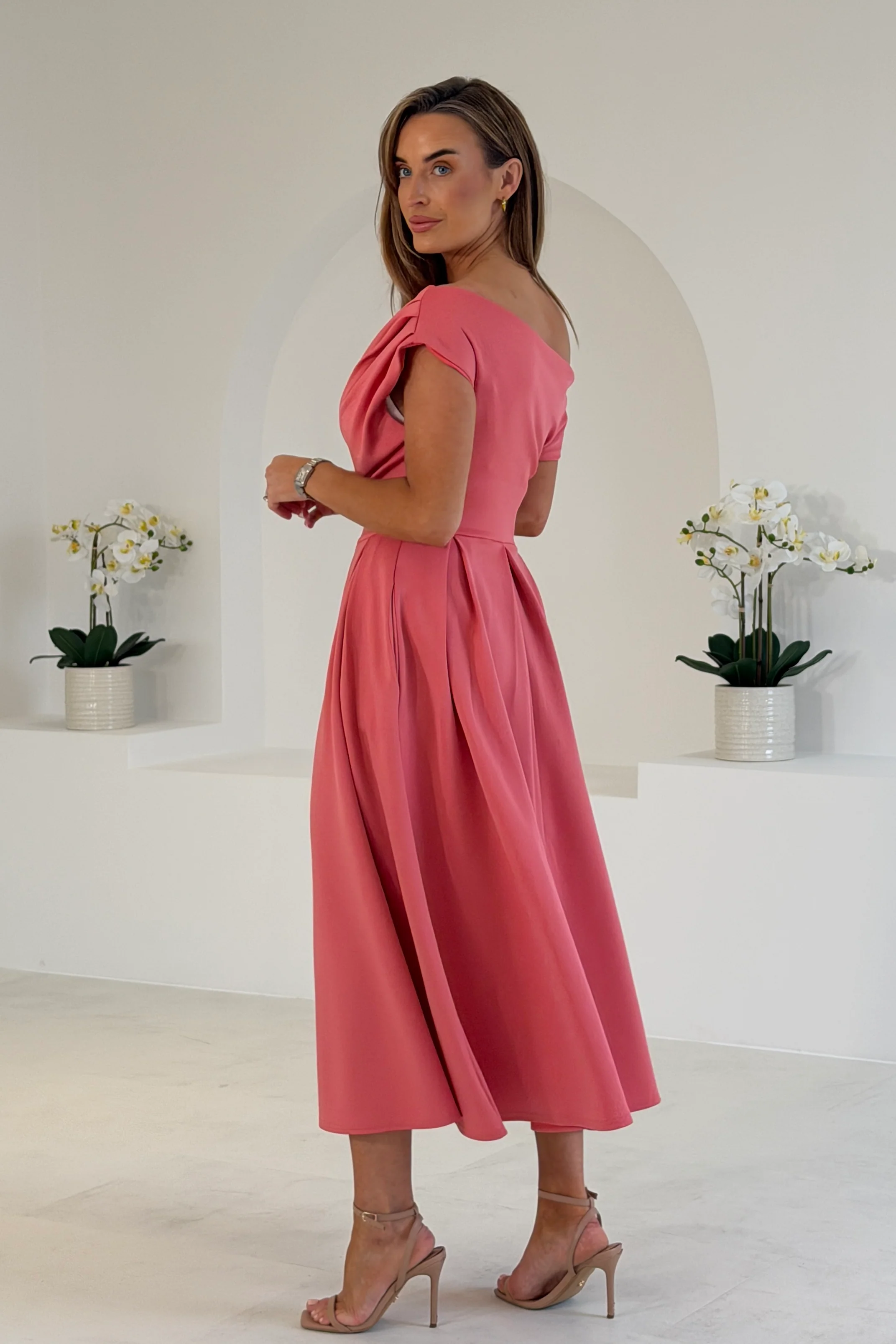 Betty Asymmetric Midi Dress Rose - Image 5