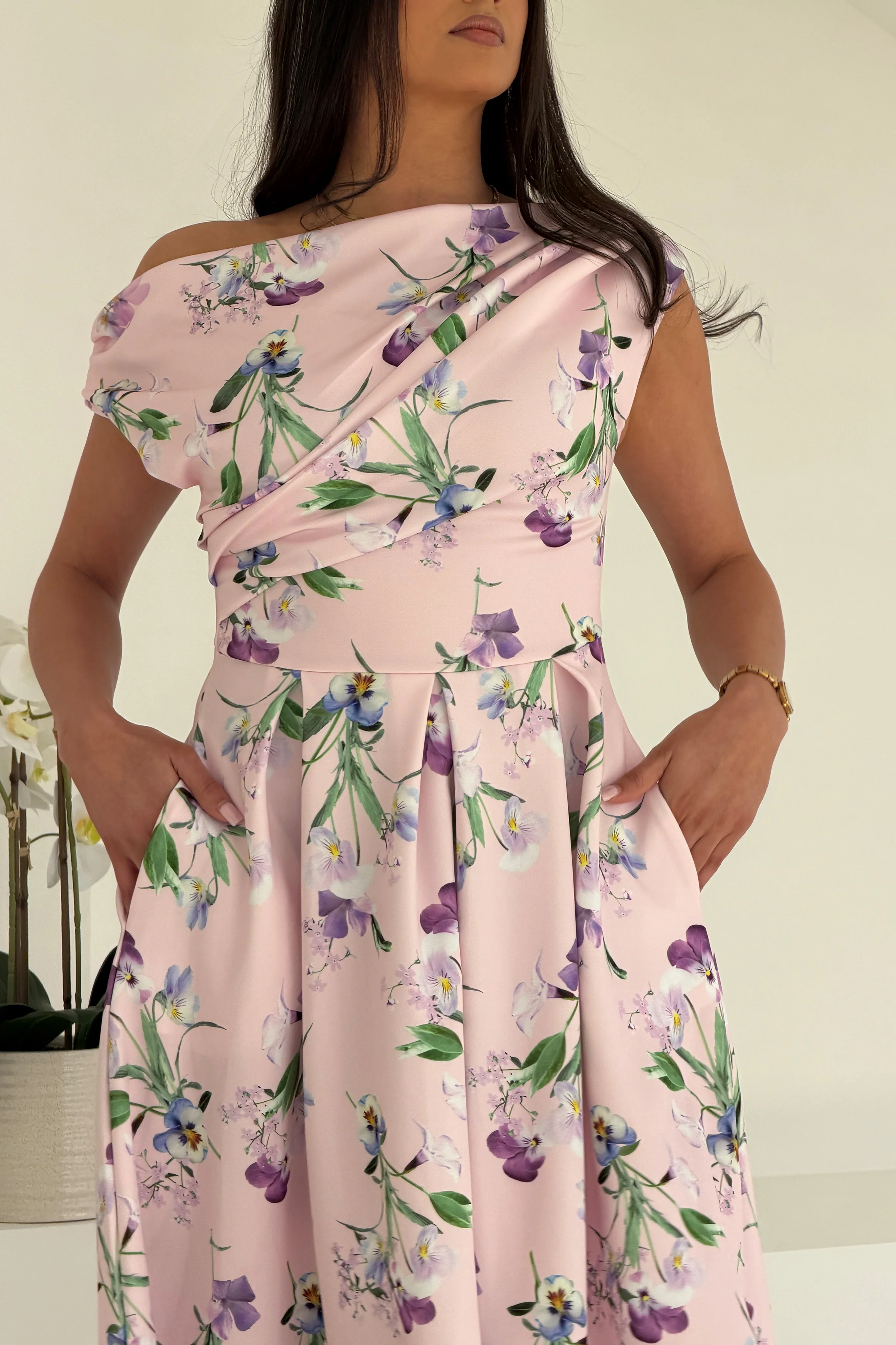 Betty Asymmetric Midi Dress Purple - Image 2