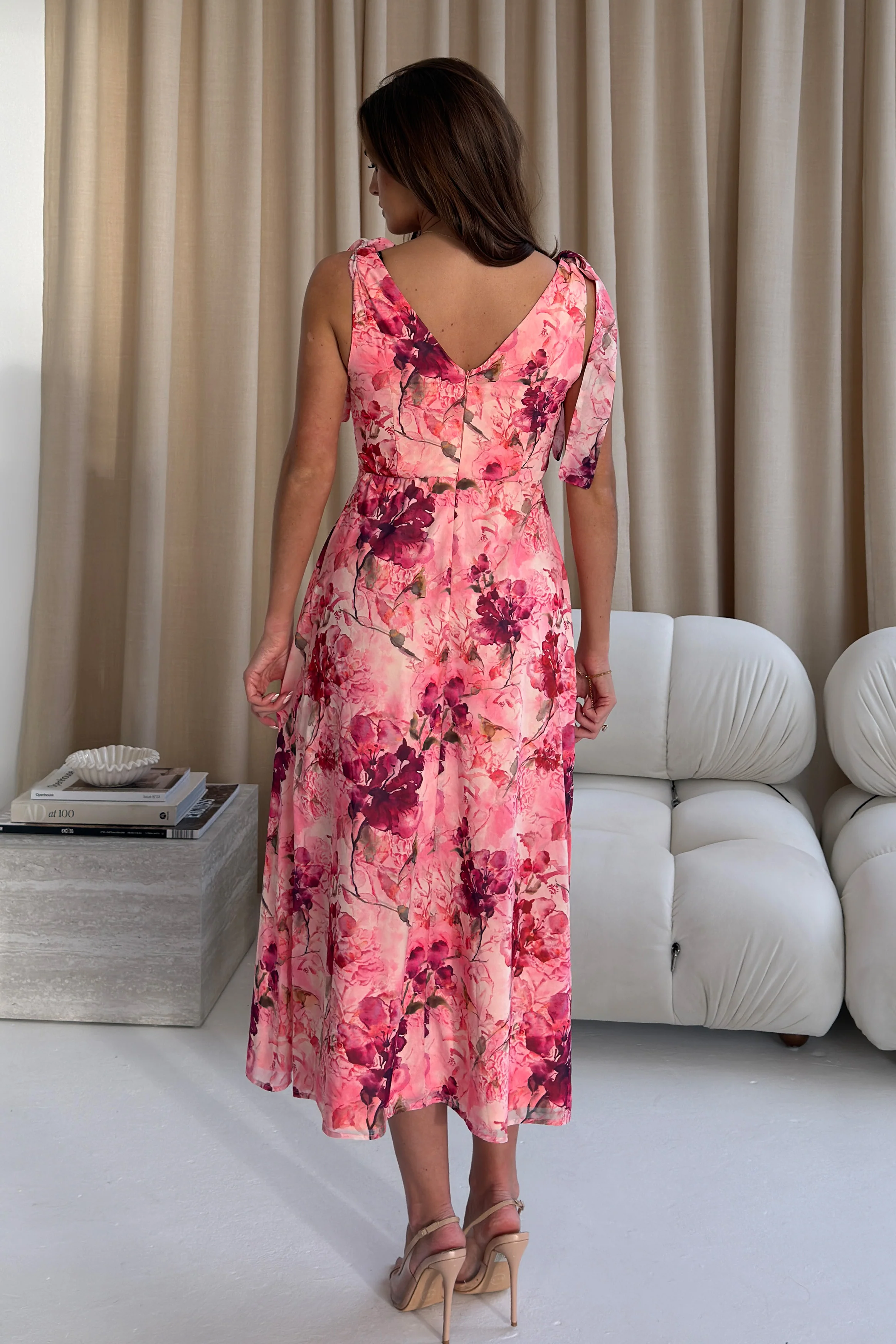 Beverly Floral Tie Shoulder Midi Dress - Image 6
