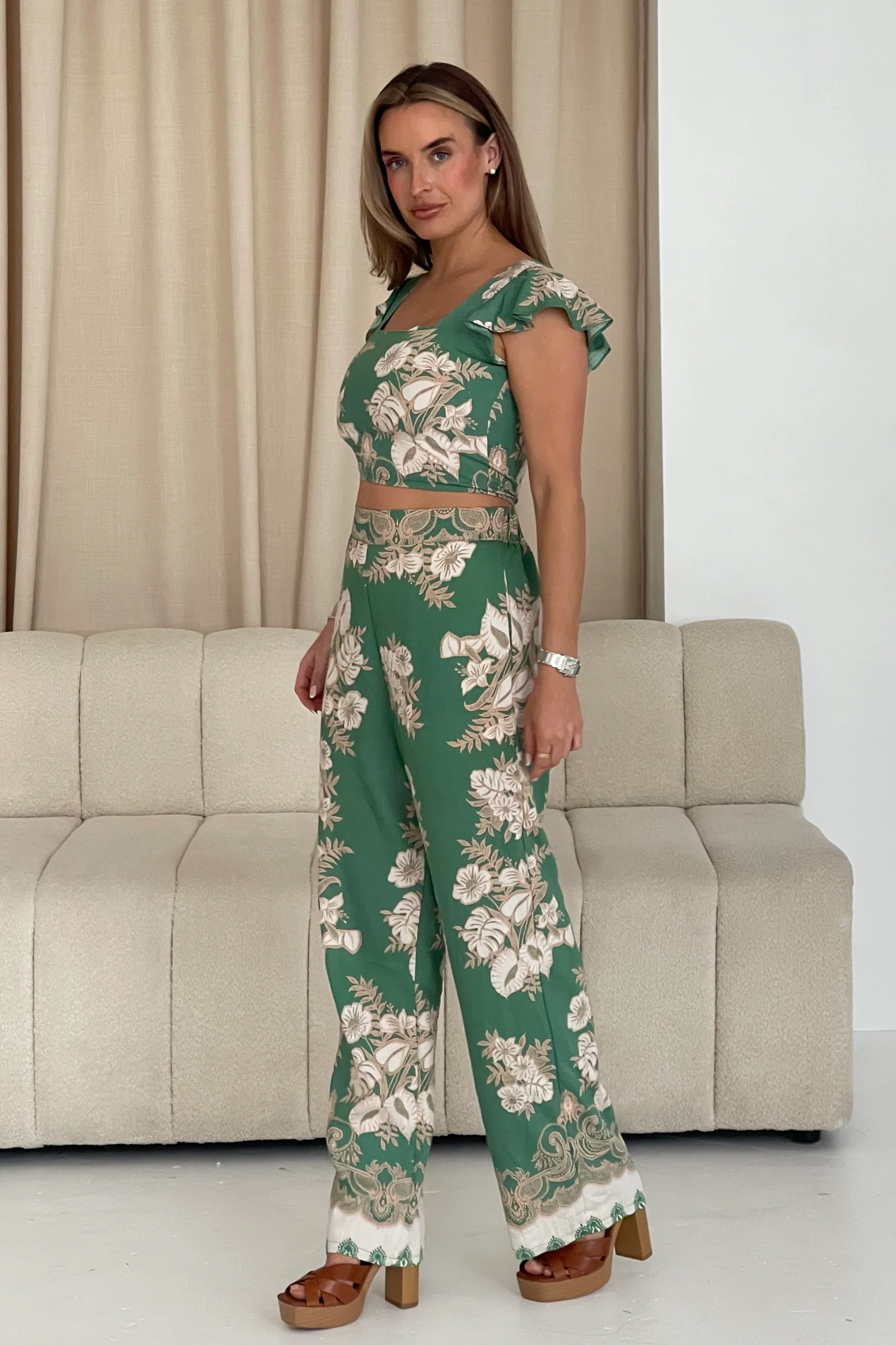 Blossom Green Floral Print Trouser - Image 4