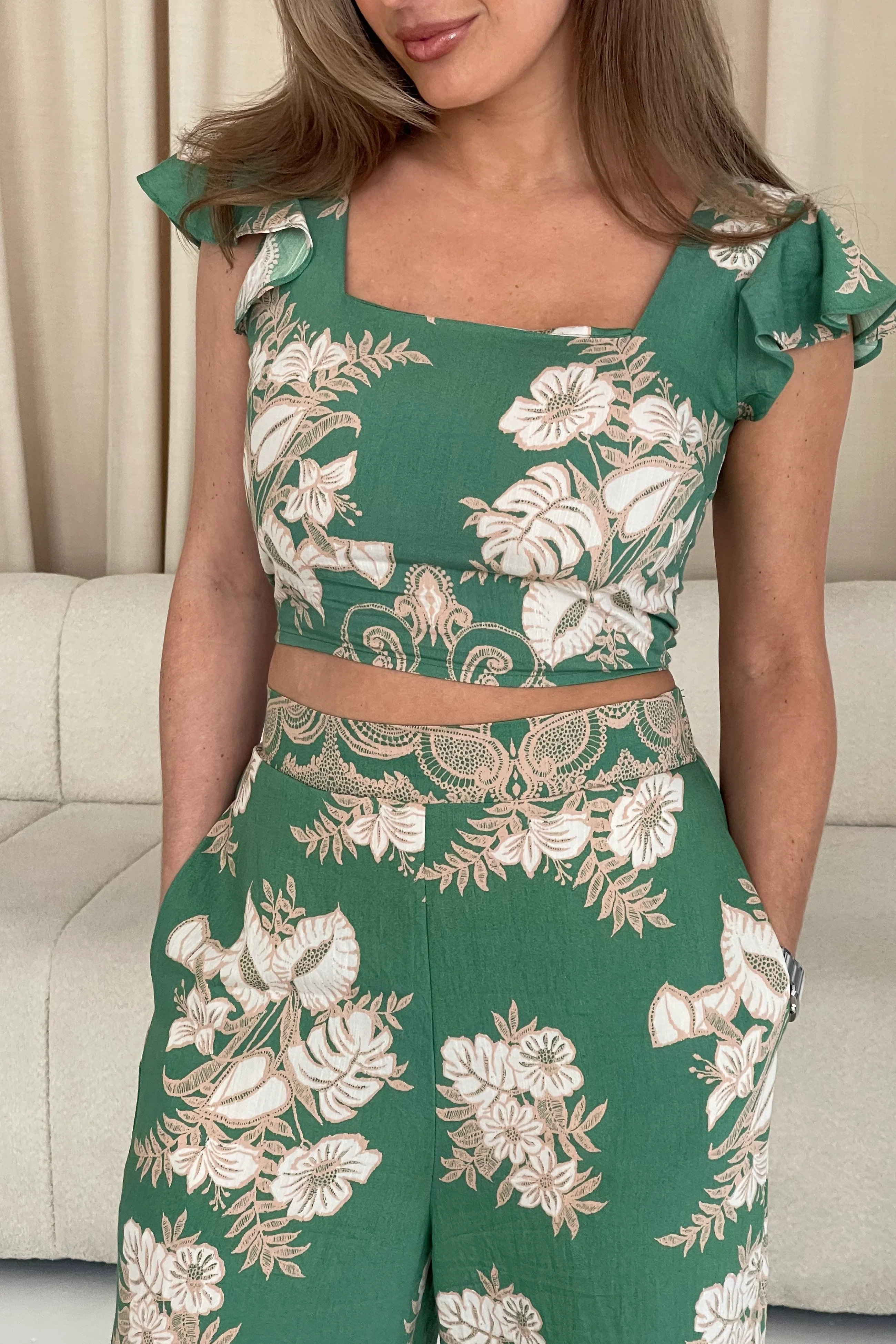 Blossom Green Floral Print Trouser - Image 6