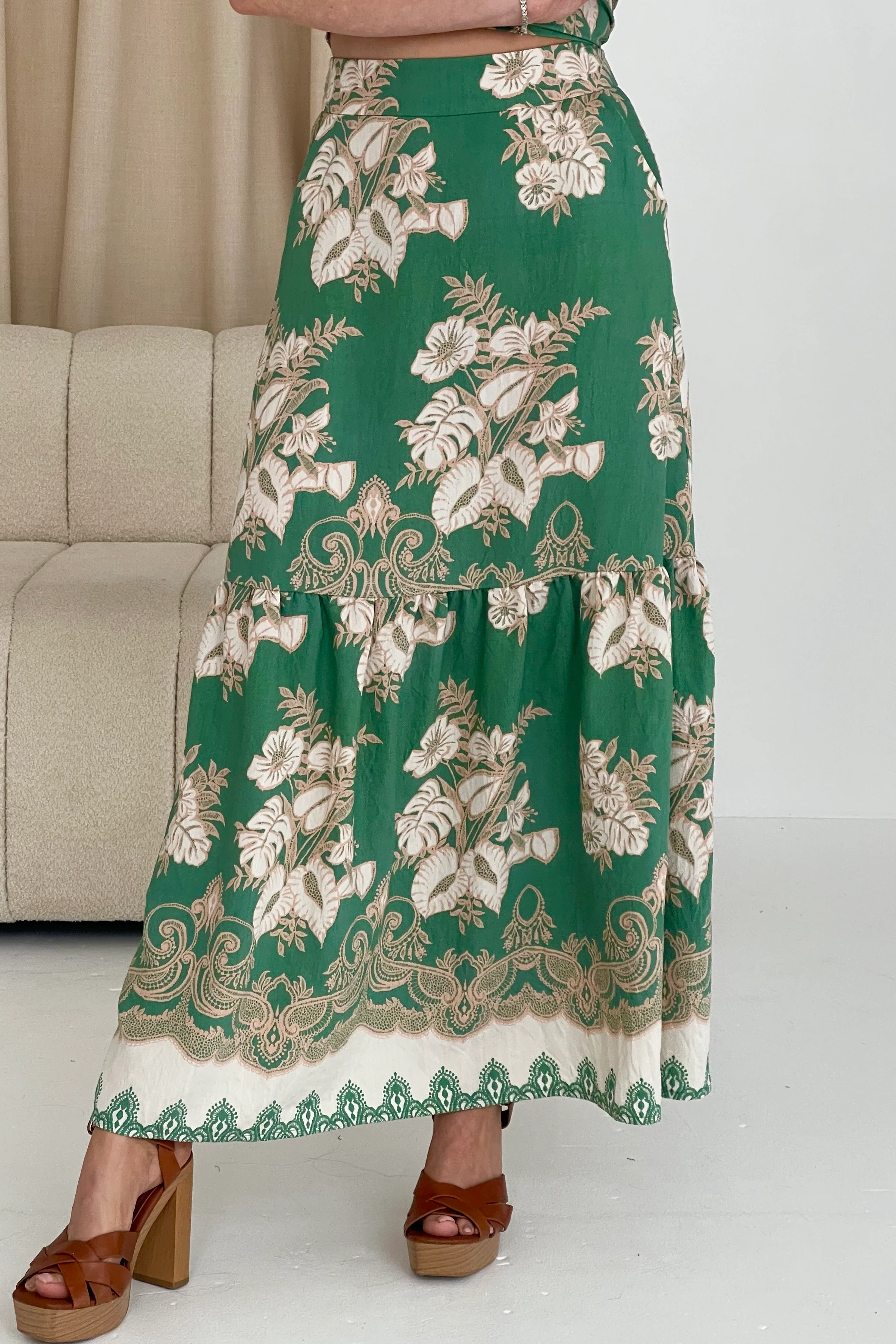 Blossom Green Floral Skirt - Image 2