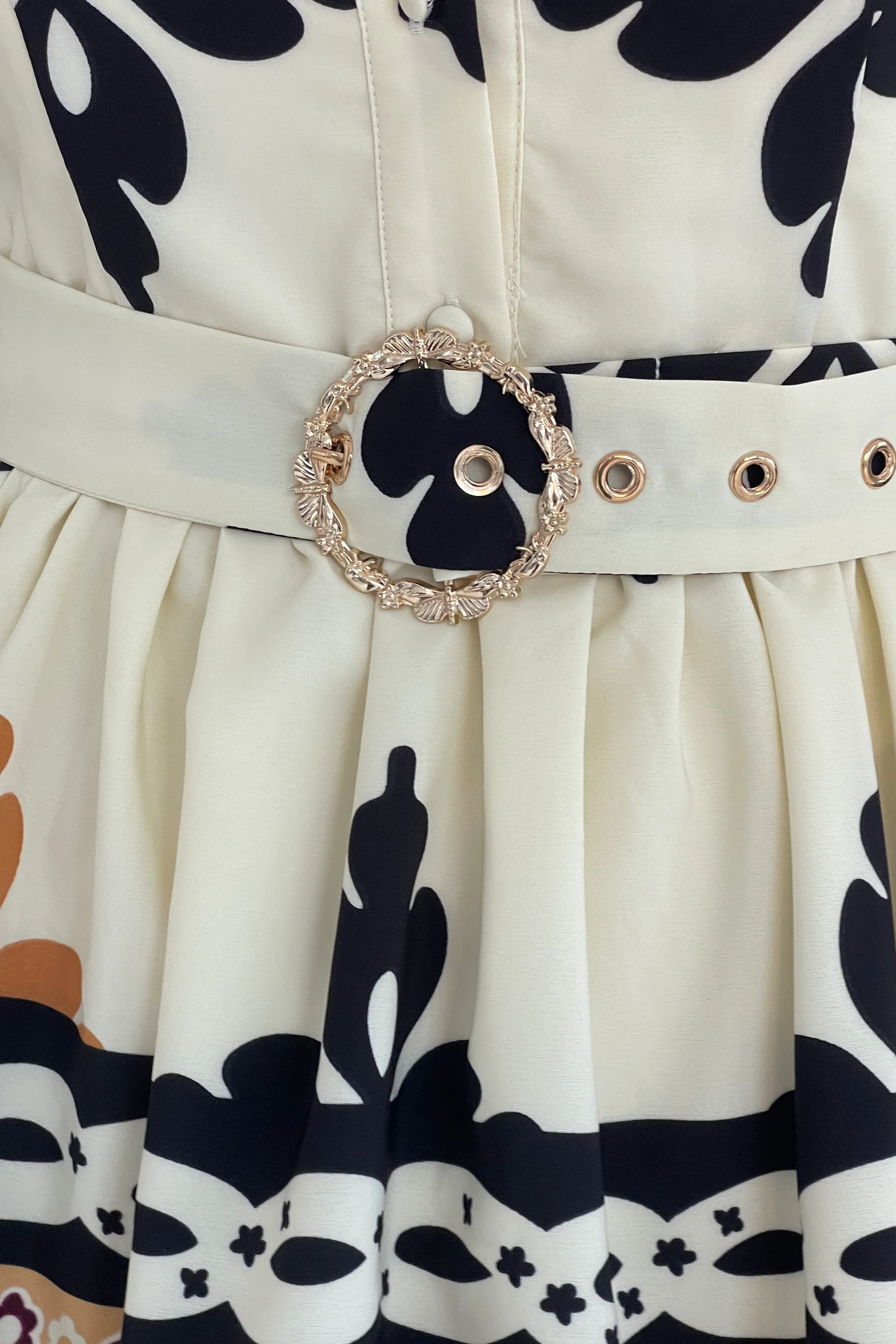 Holland Border Print Shirt Mini Dress Cream - Image 6