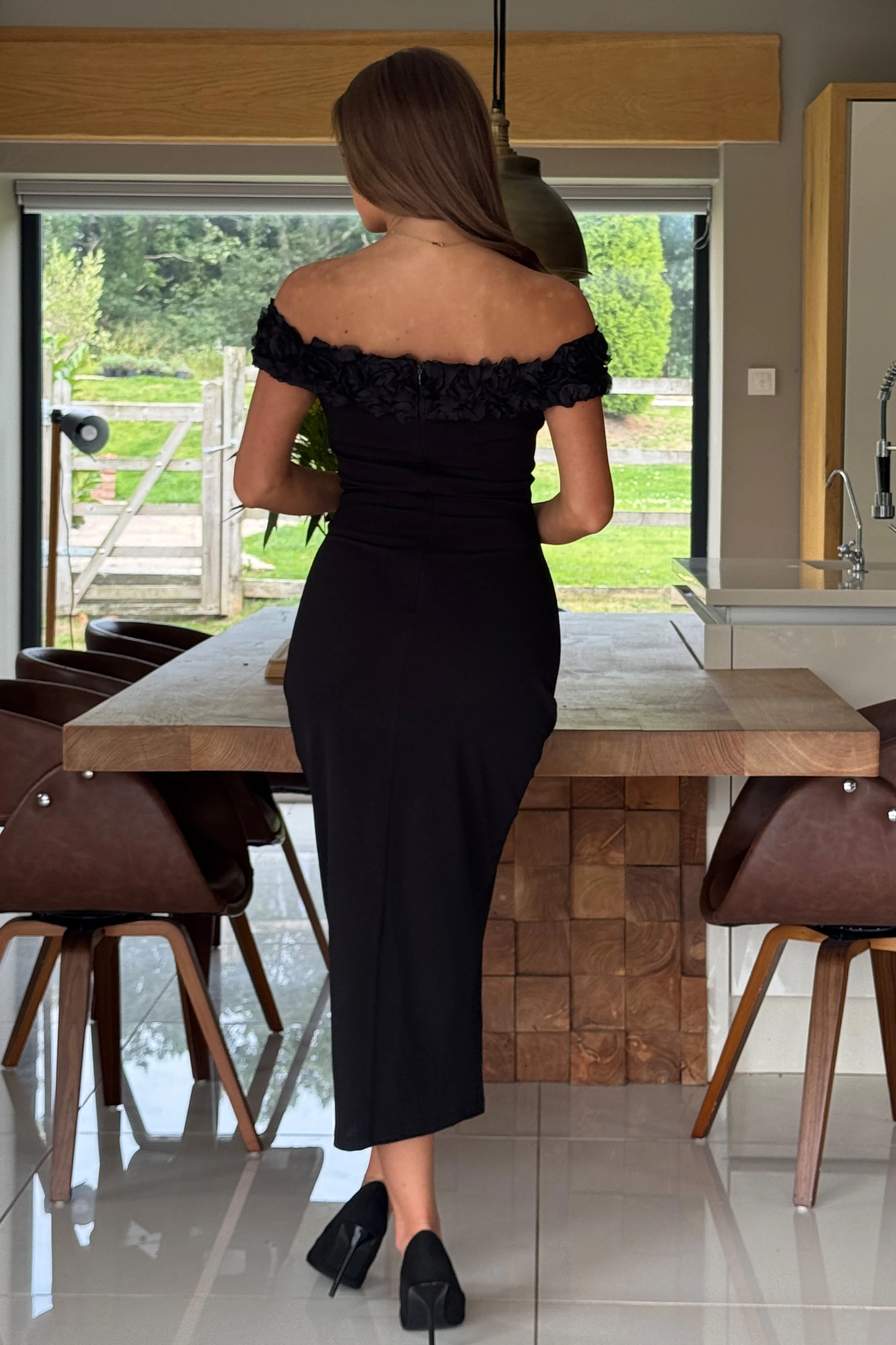Brenda 3D Floral Off The Shoulder Midi Dress - Image 7
