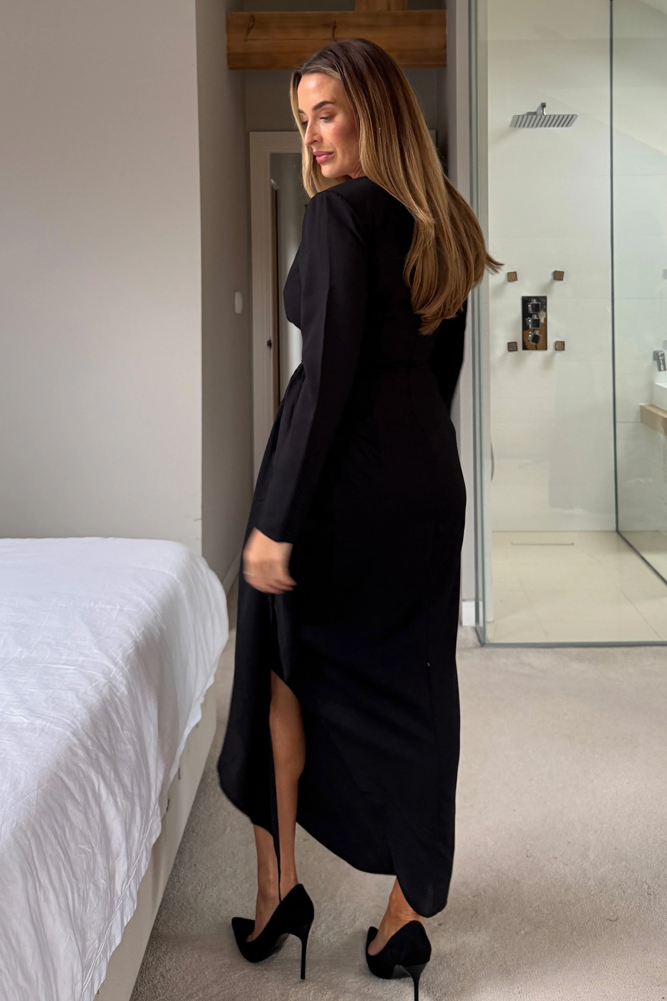 Bria Black Wrap Maxi Dress - Image 4