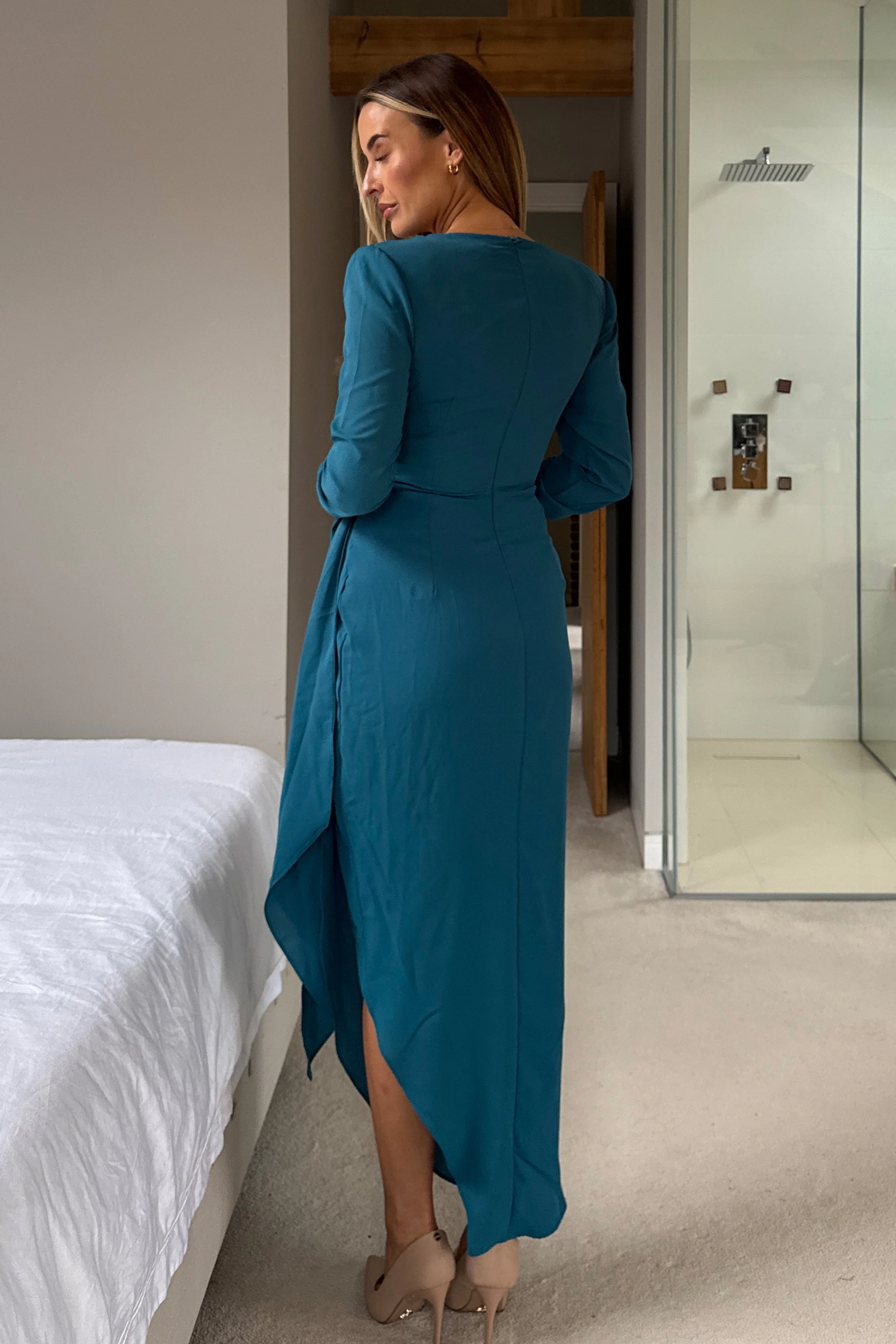 Bria Teal Wrap Maxi Dress - Image 3
