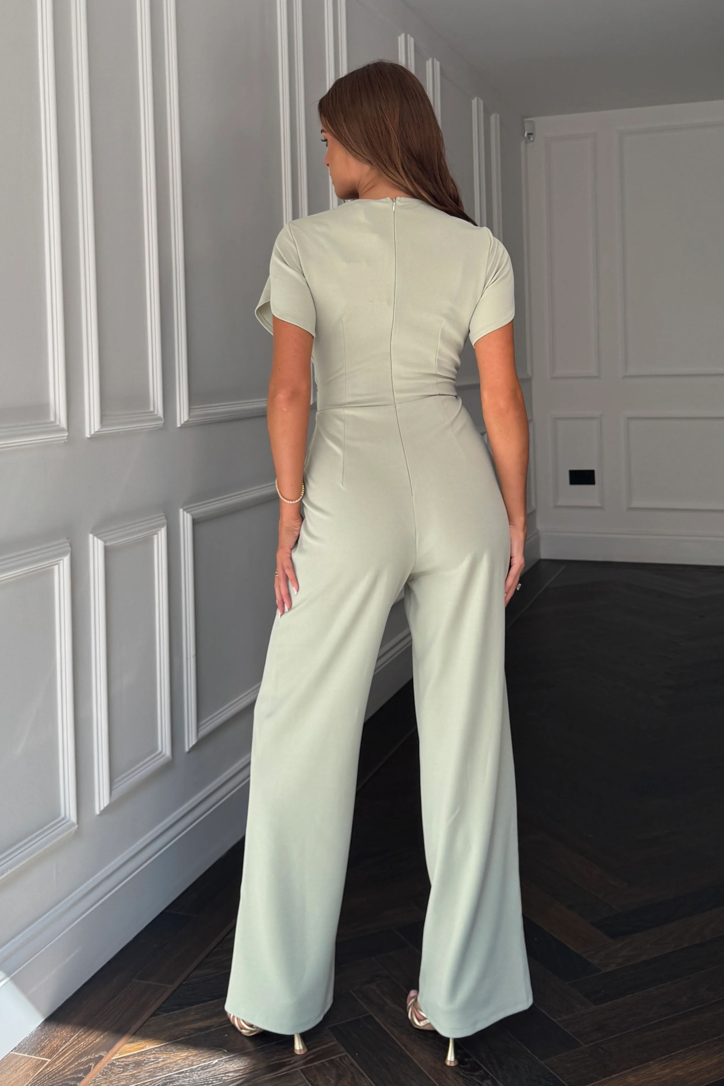 Bridget Twist Font Split Arm Jumpsuit Sage - Image 5