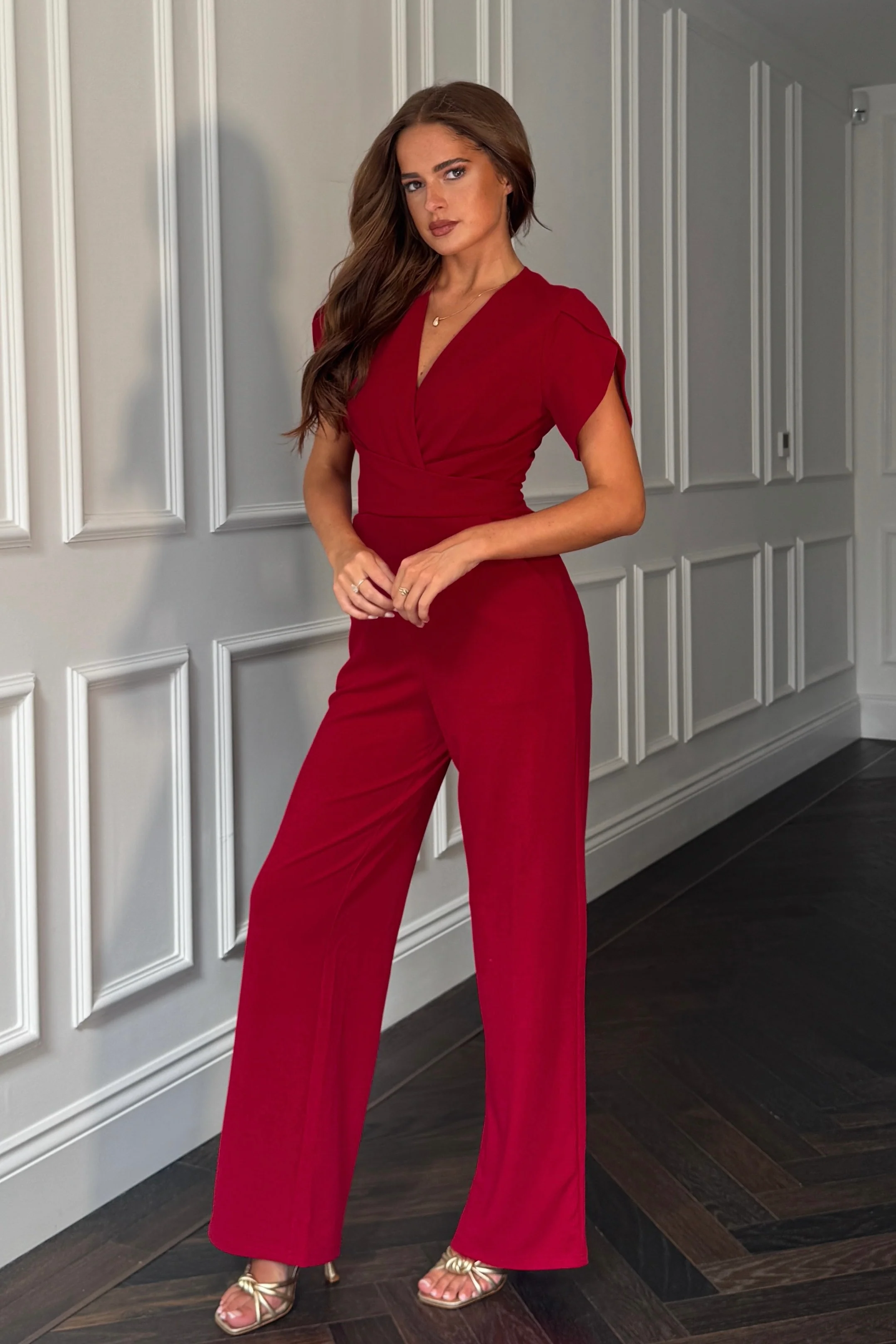 Bridget Twist Font Split Arm Jumpsuit Wine - Image 4