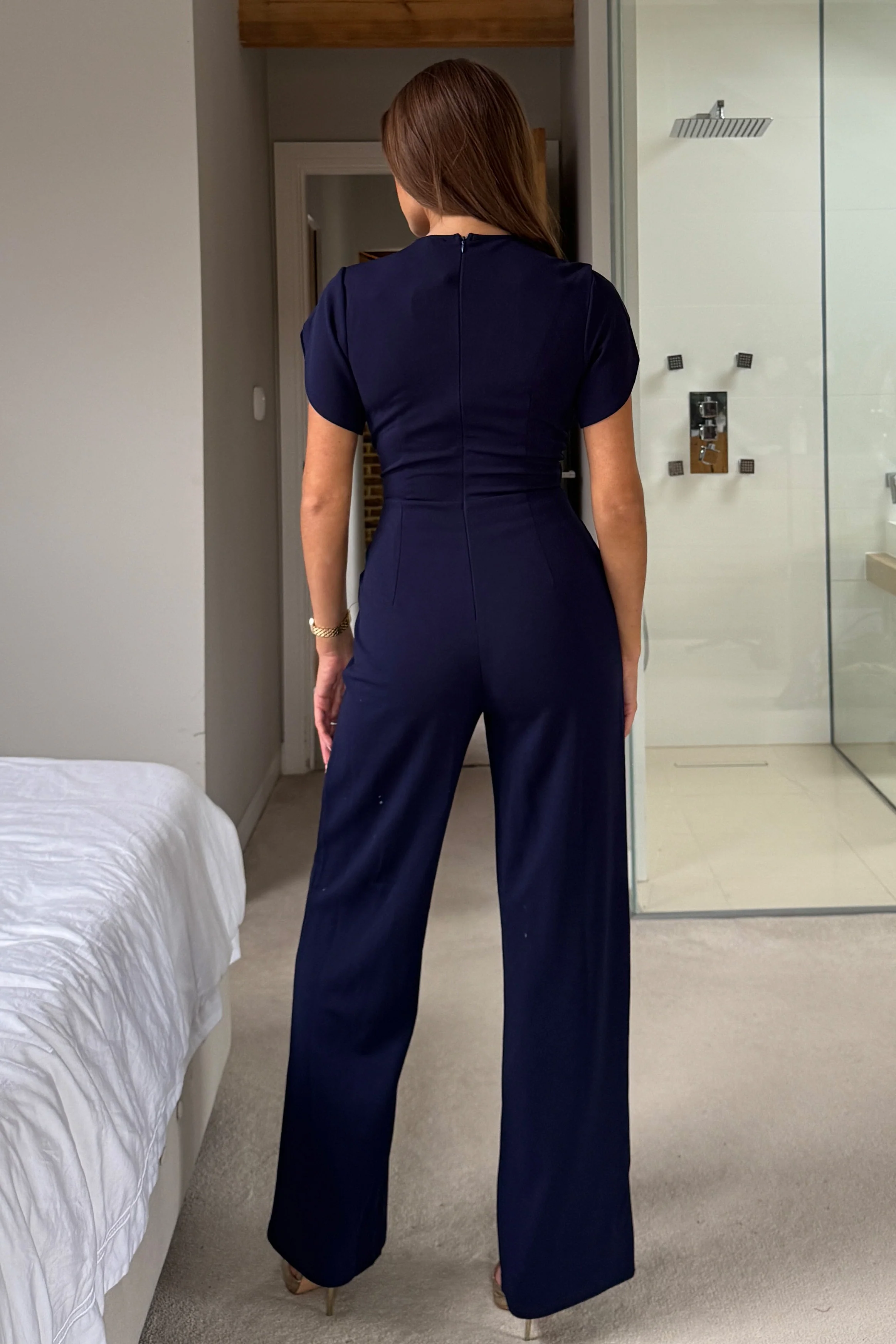 Bridget Twist Font Split Arm Jumpsuit Navy - Image 4