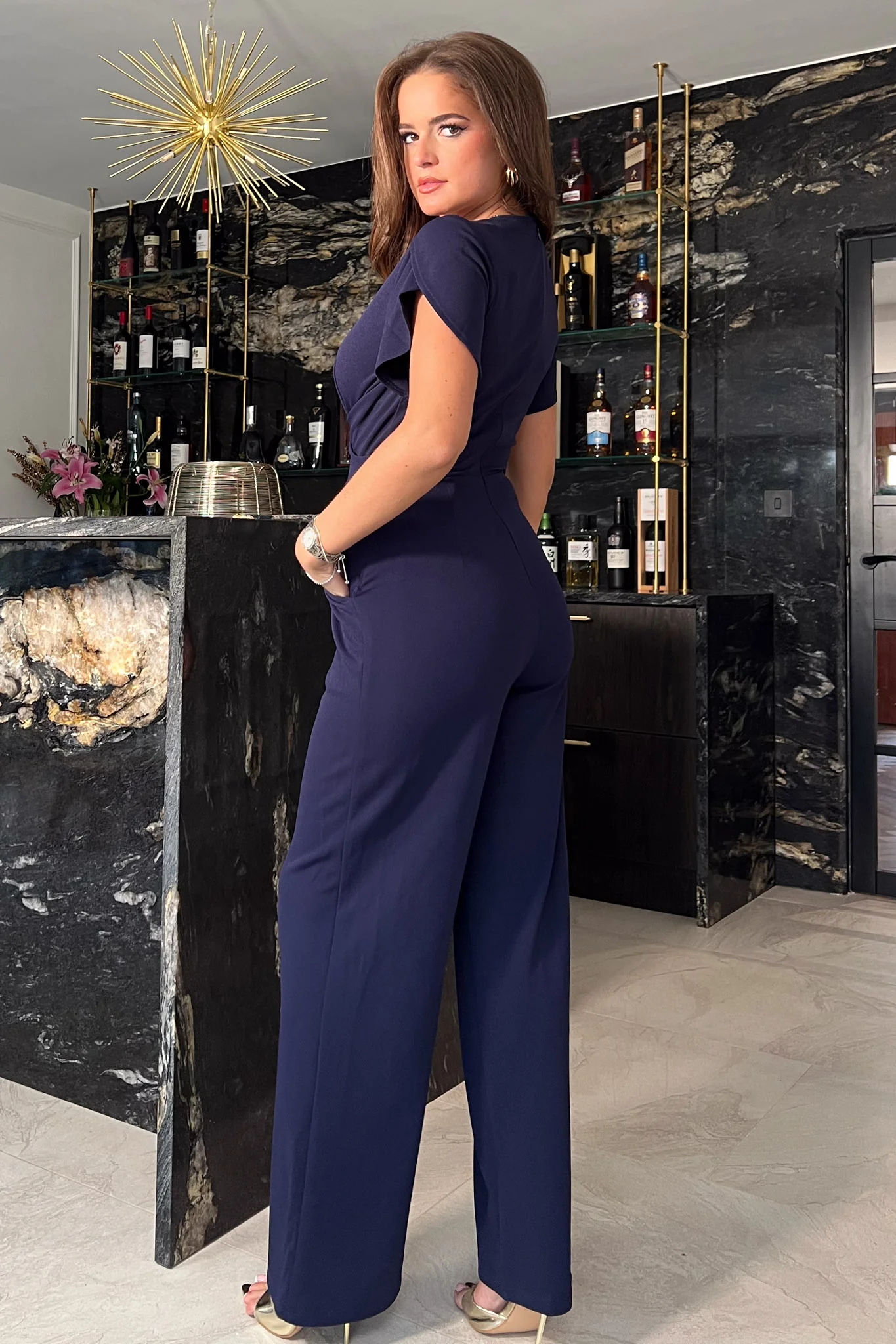 Bridget Twist Font Split Arm Jumpsuit Navy - Image 3