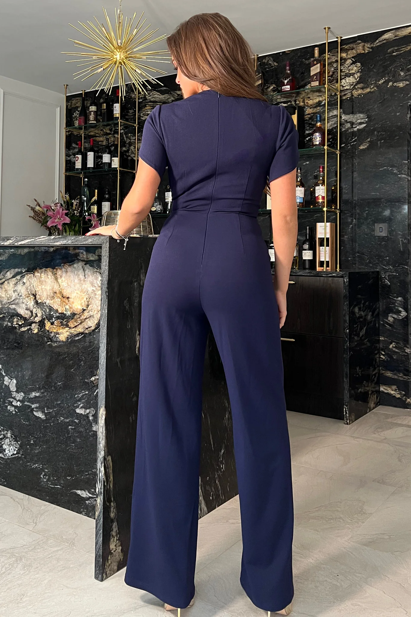 Bridget Twist Font Split Arm Jumpsuit Navy - Image 4