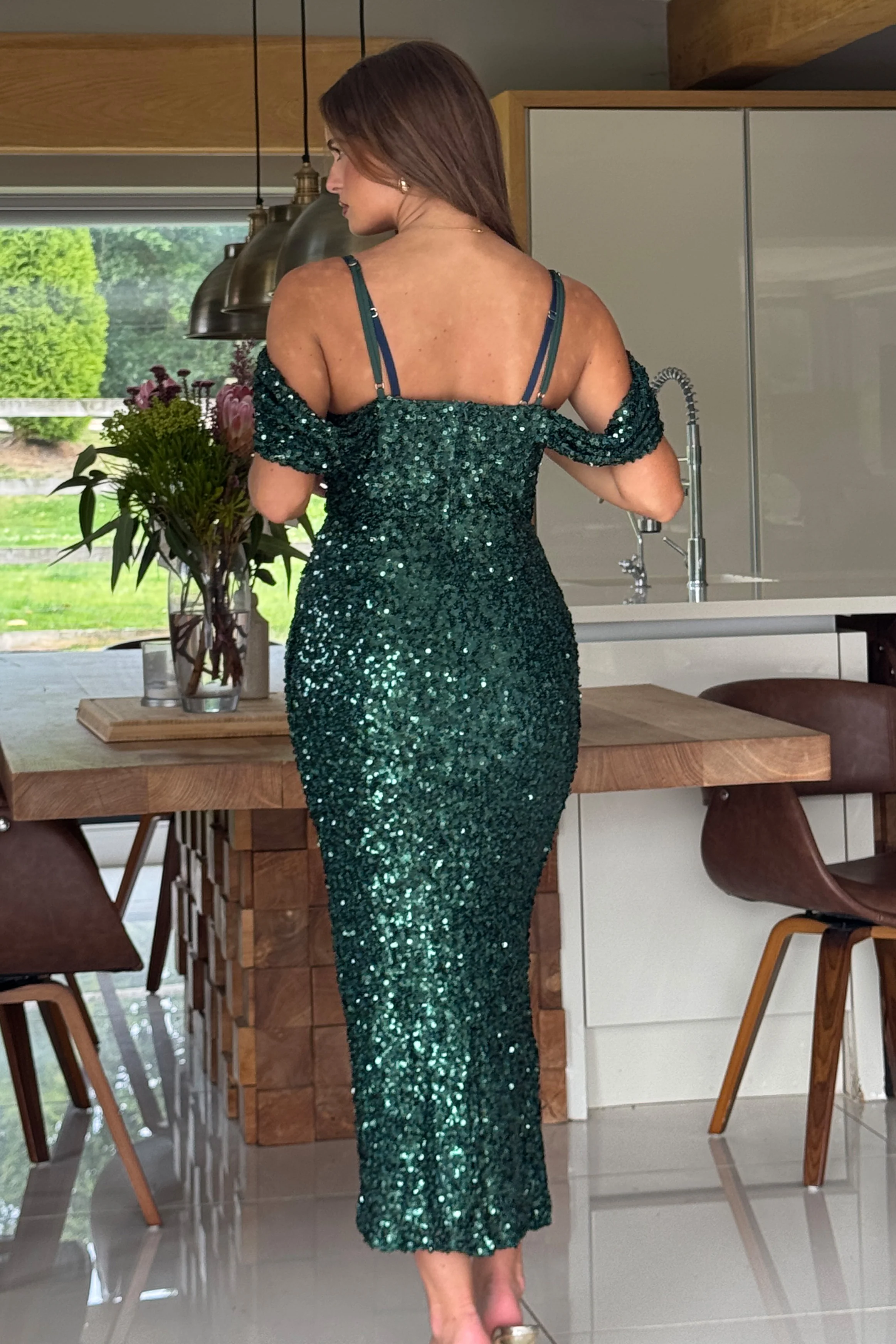 Camila Green Sequin Wrap Over Midi dress - Image 4