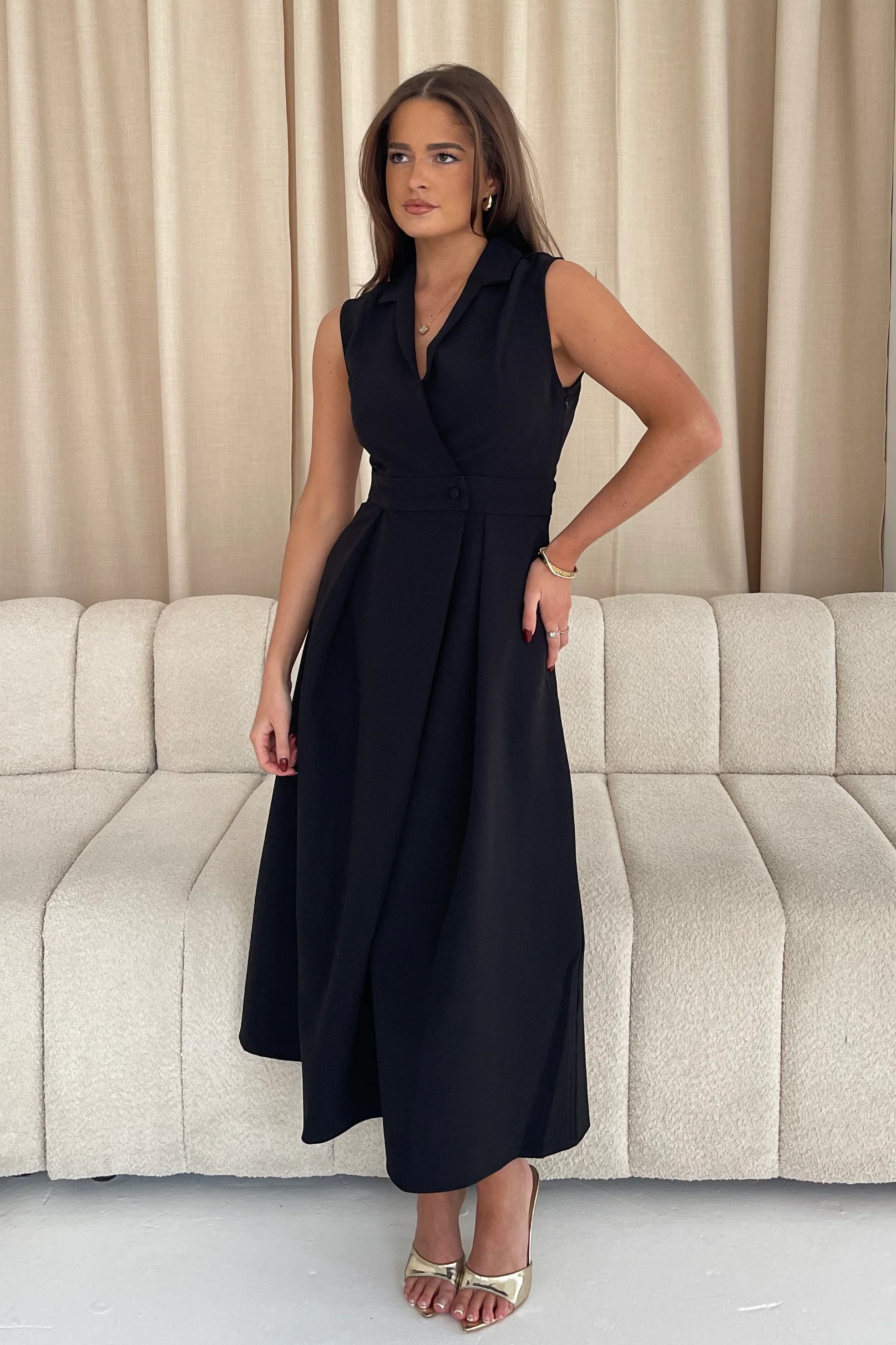 Cameron Collared Tailored Shirt Dress Black - Image 4