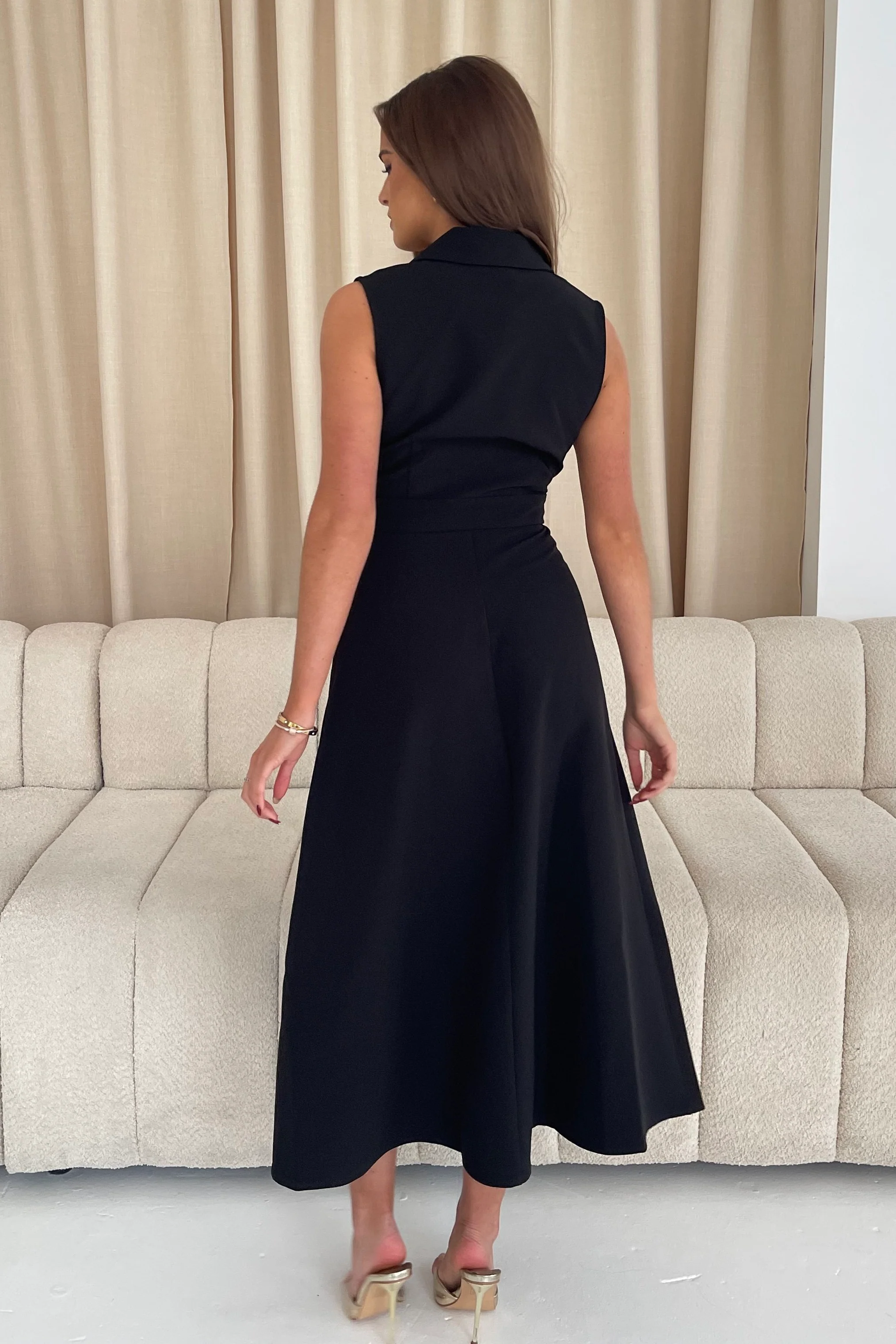 Cameron Collared Tailored Shirt Dress Black - Image 5