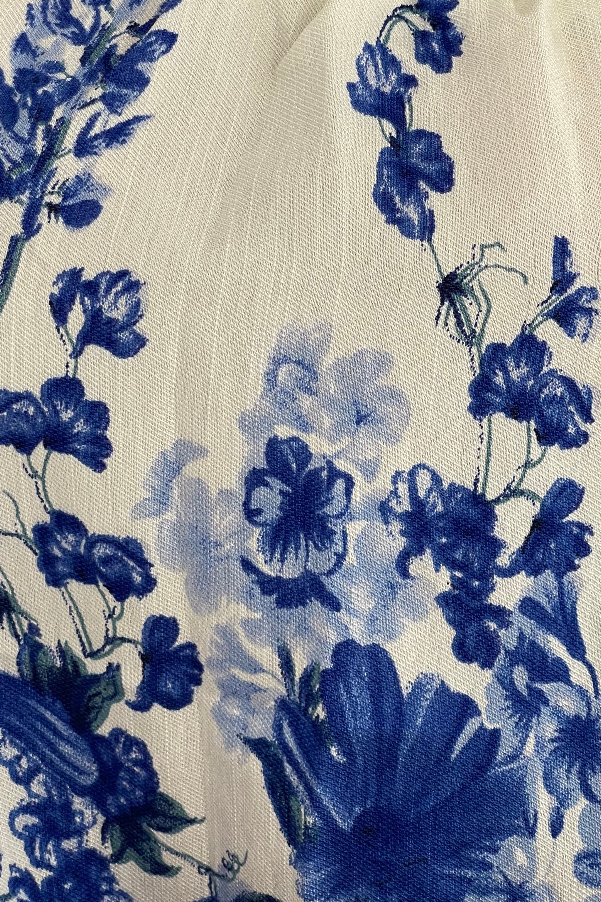 Candace Shirred Bardot Blue Floral Top - Image 6