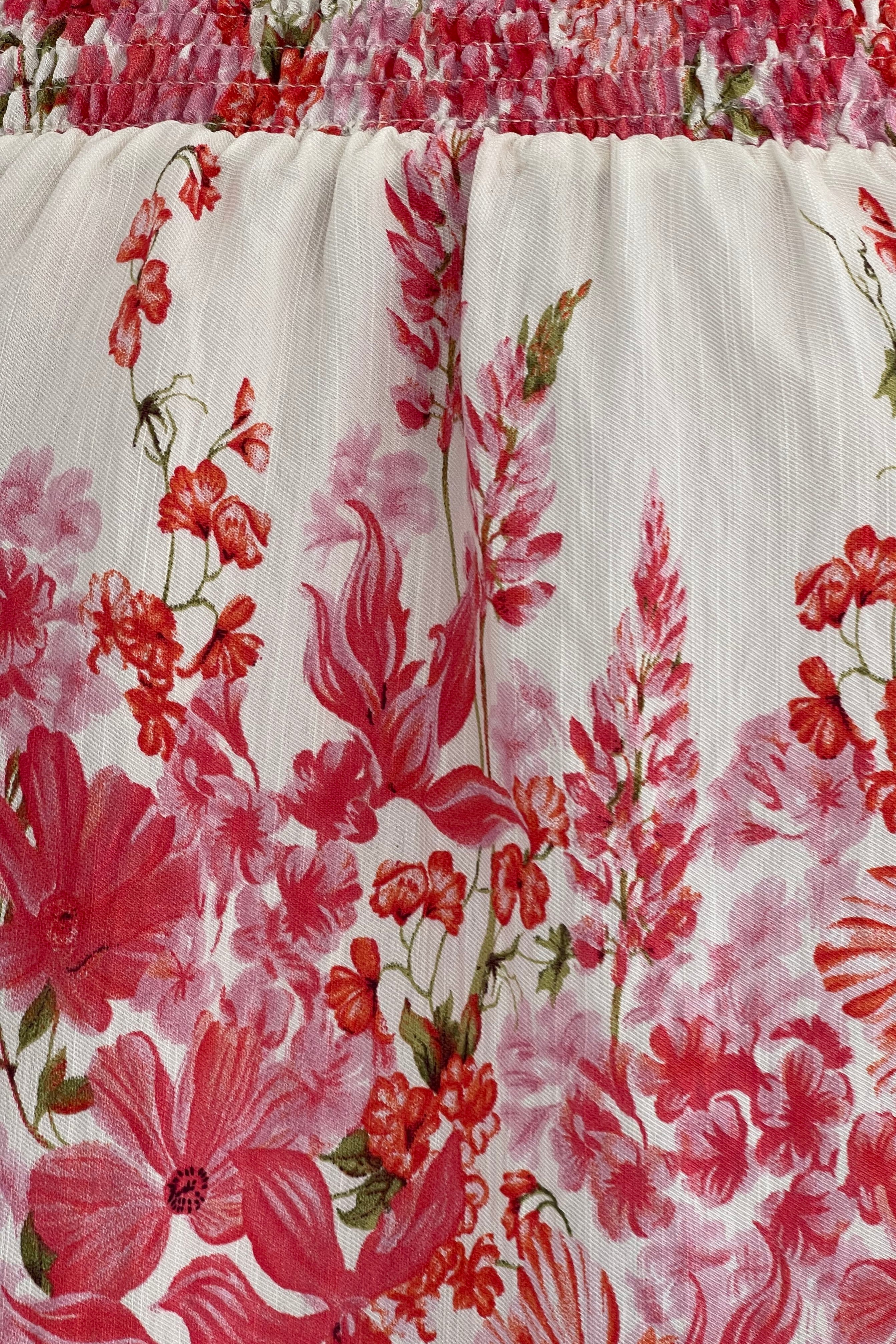 Candace Shirred Bardot Pink Floral Top - Image 6