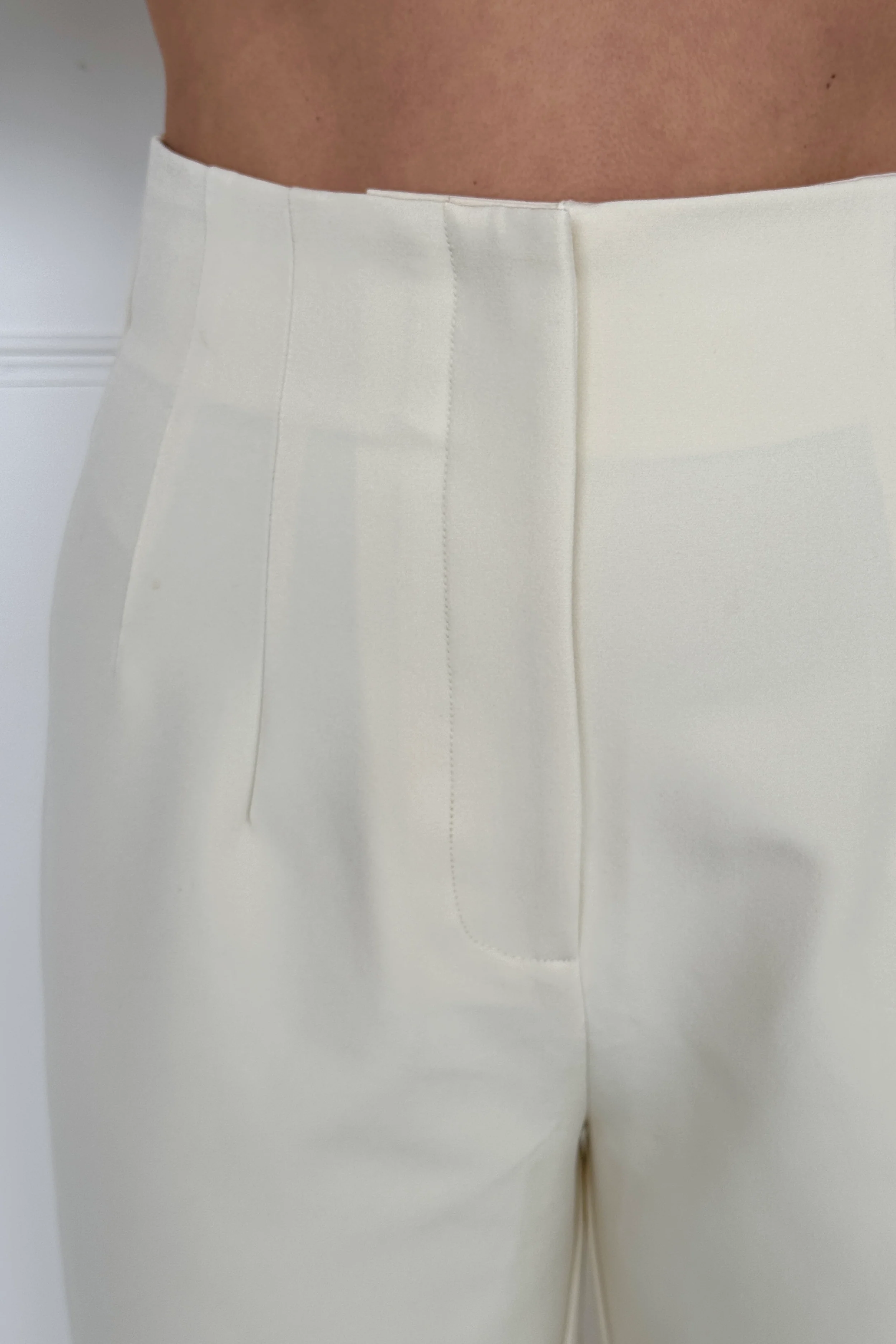 Carey High Waisted Fitted Wide Leg Trouser Ivory - Image 6