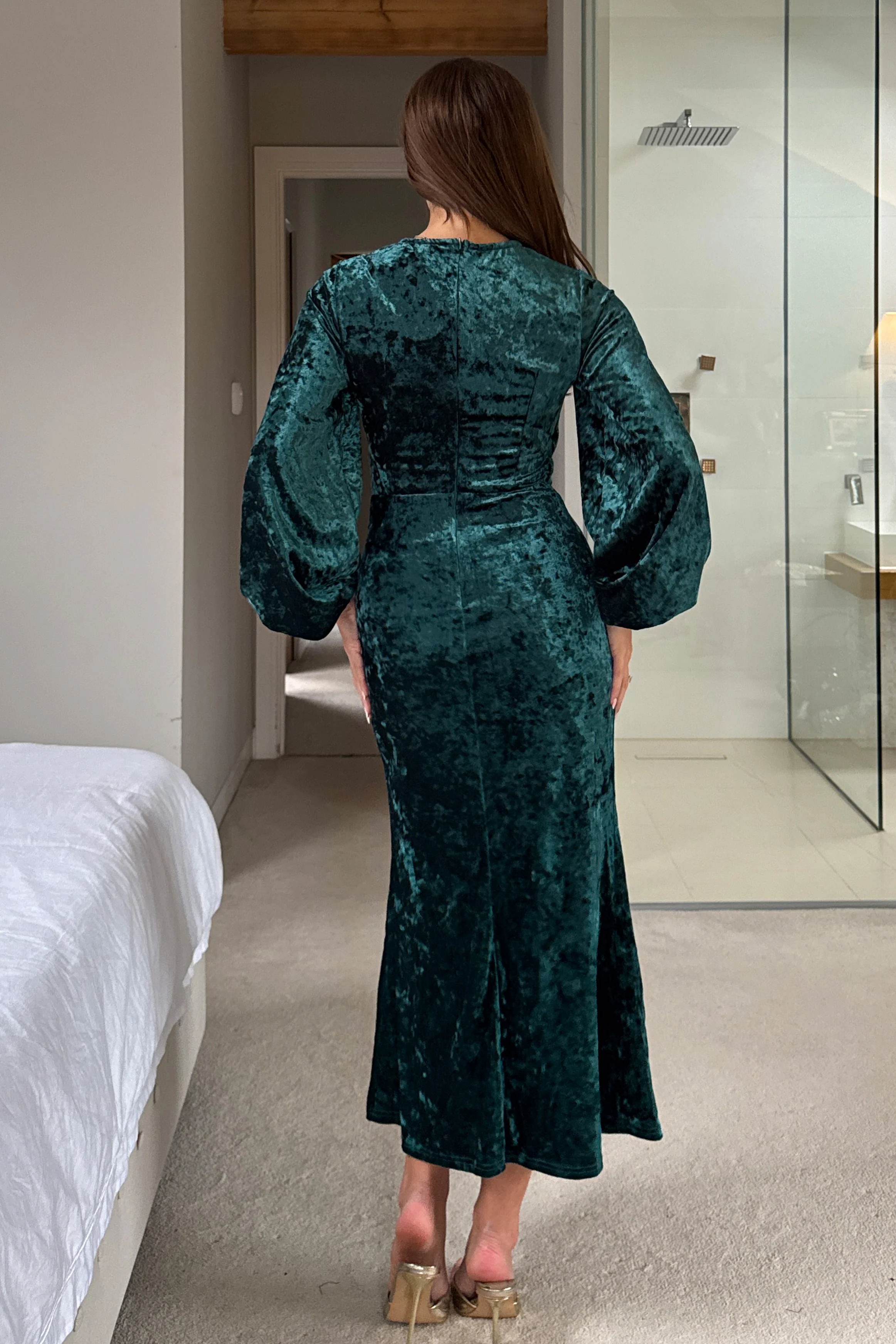 Clara Cutout Maxi Dress Green Velvet - Image 5