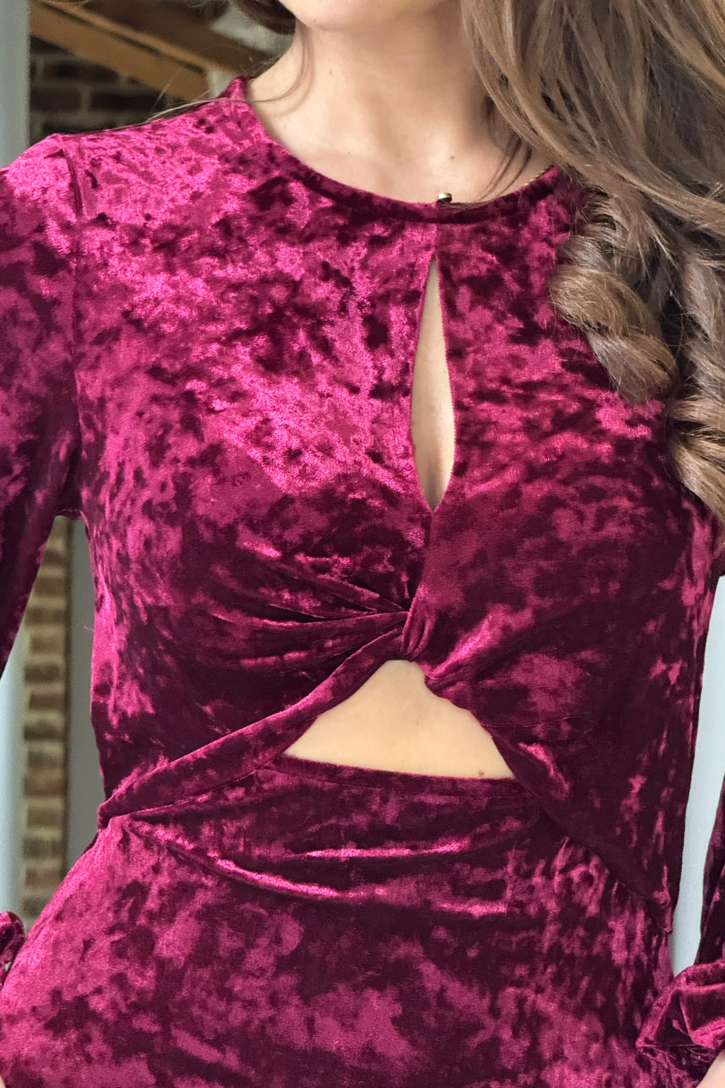 Clara Cutout Maxi Dress Wine Velvet - Image 3