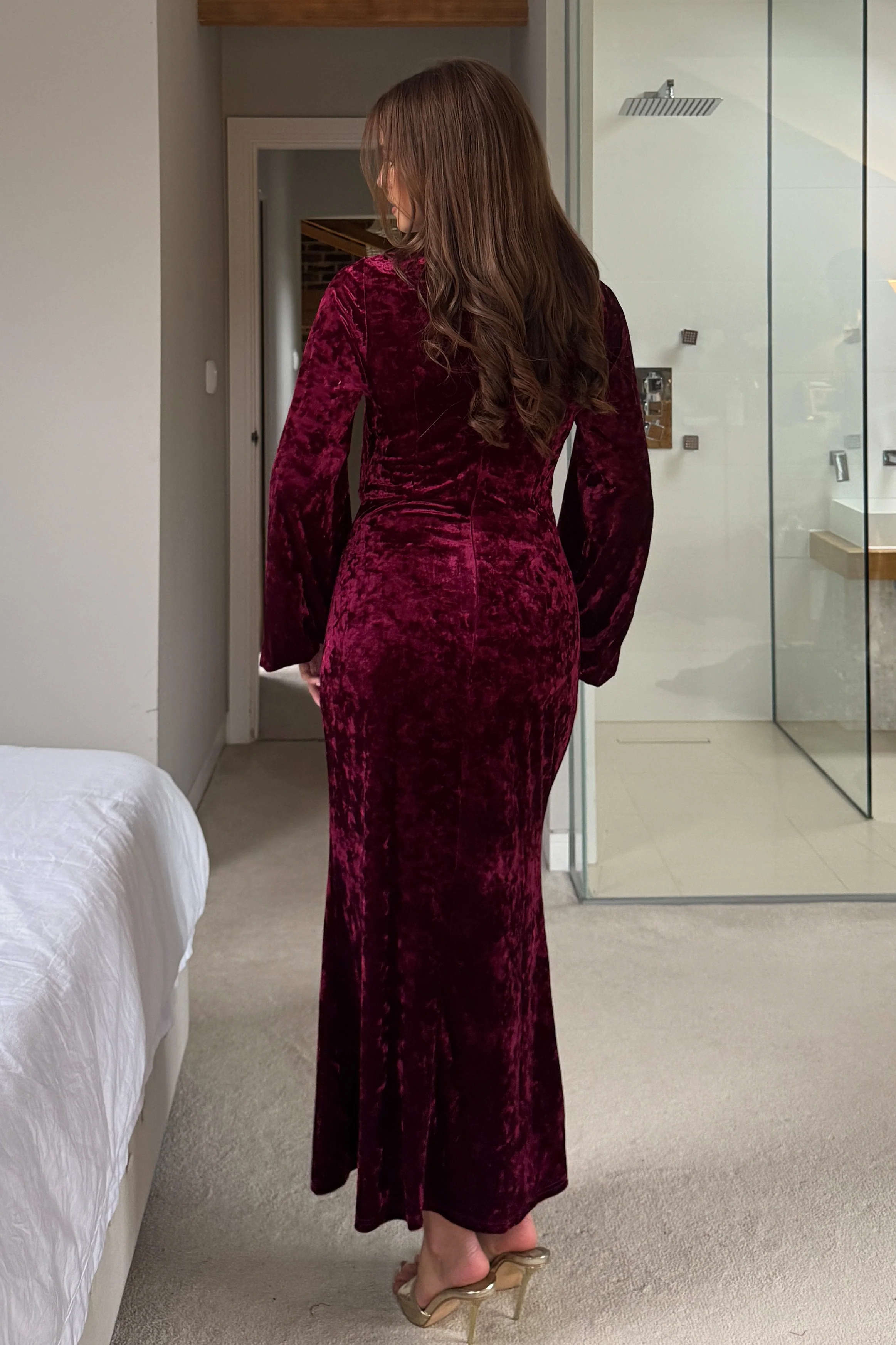 Clara Cutout Maxi Dress Wine Velvet - Image 5