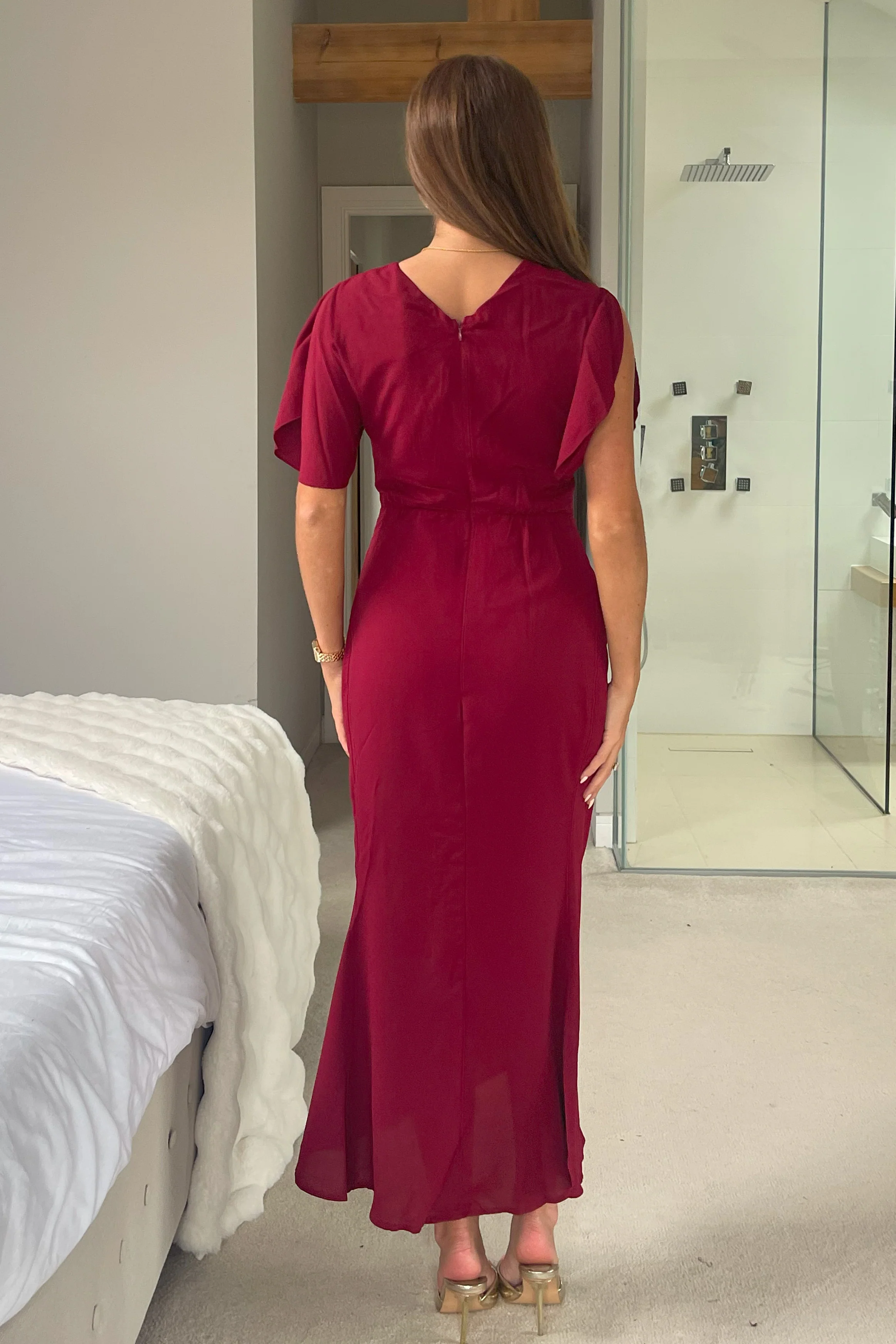 Cleo Berry Ruched Detail Midi Dress - Image 4