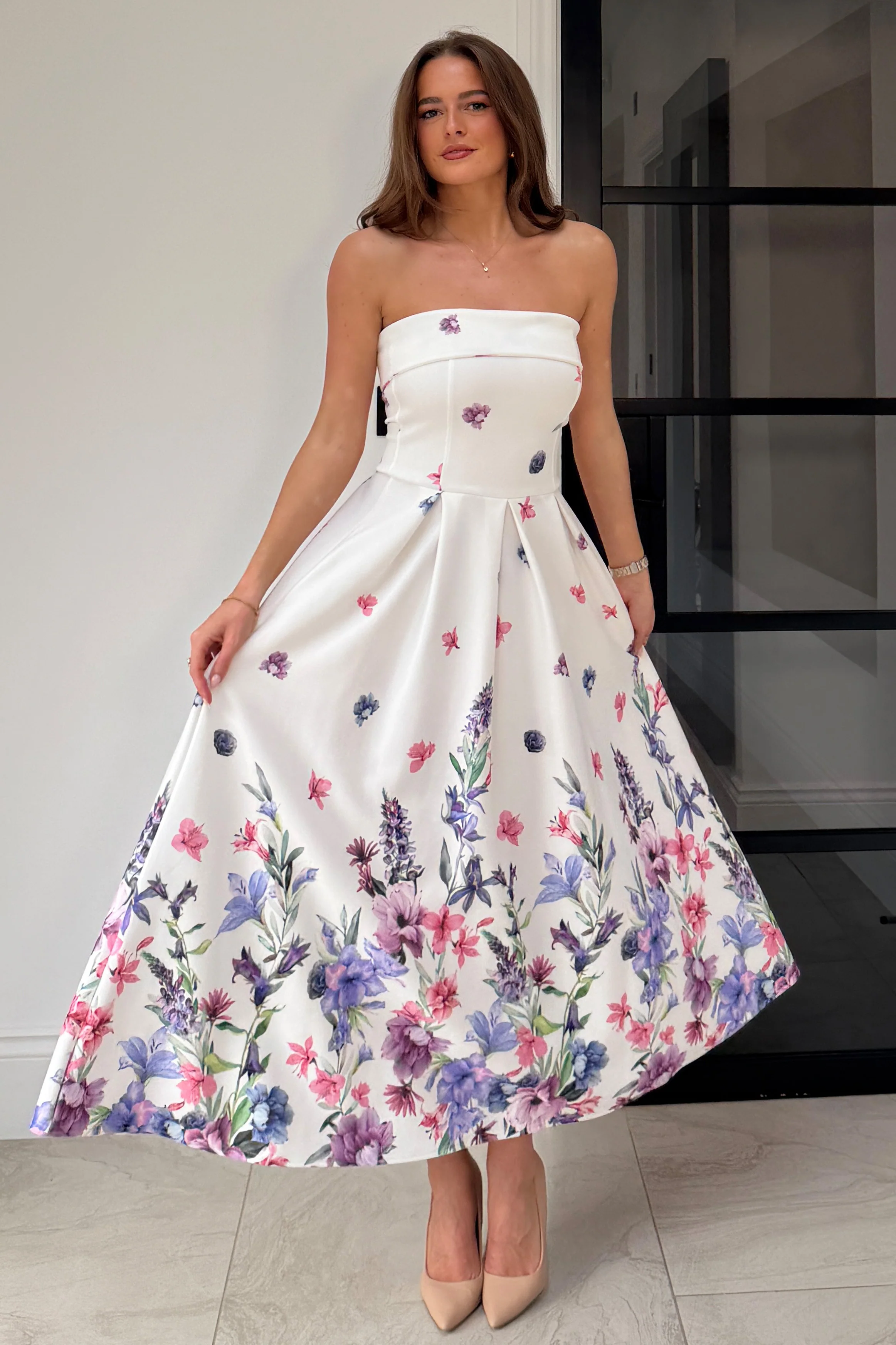 Danni Strapless Bandeau Midi Dress ivory - Image 3