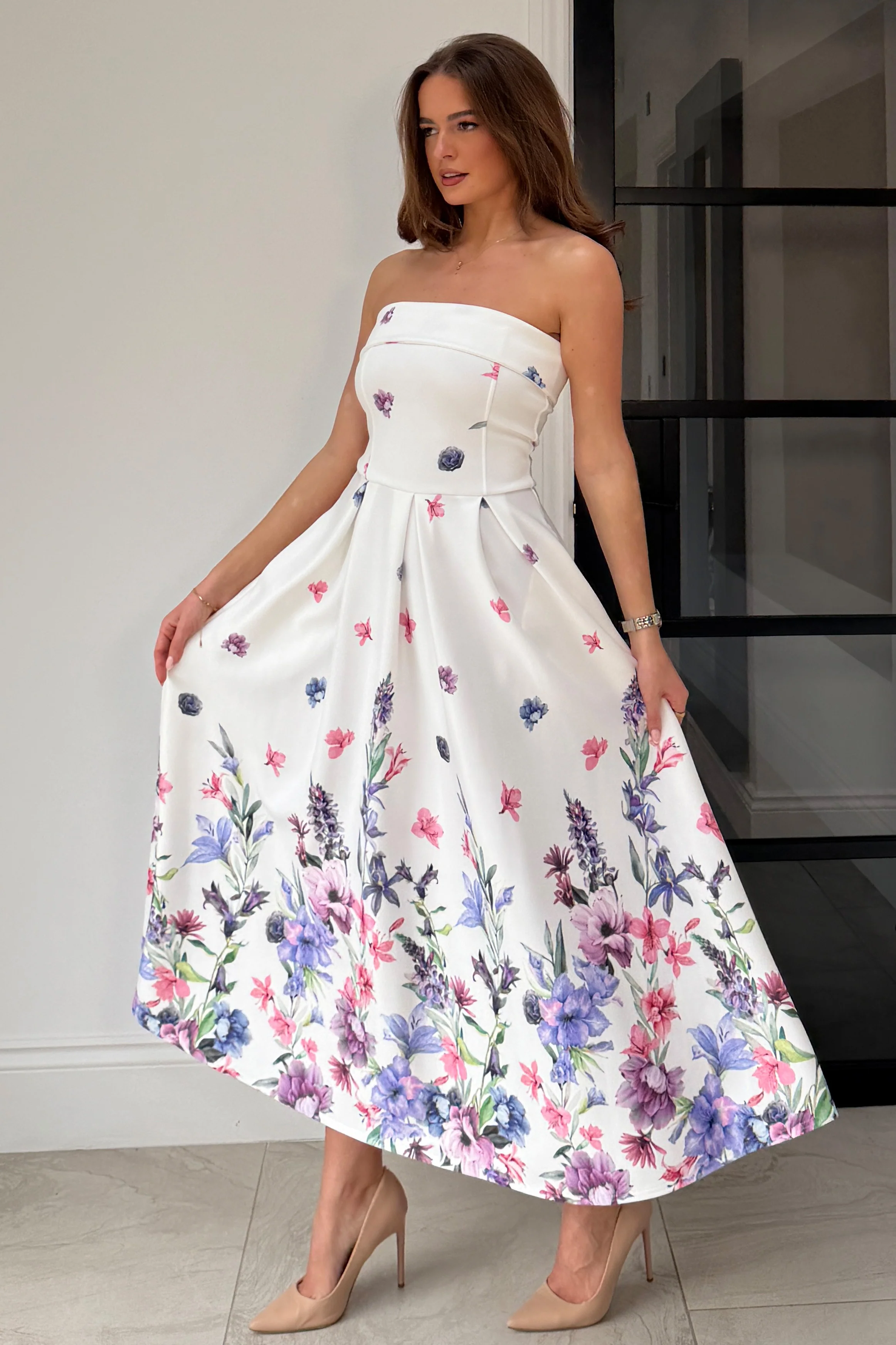 Danni Strapless Bandeau Midi Dress ivory - Image 5