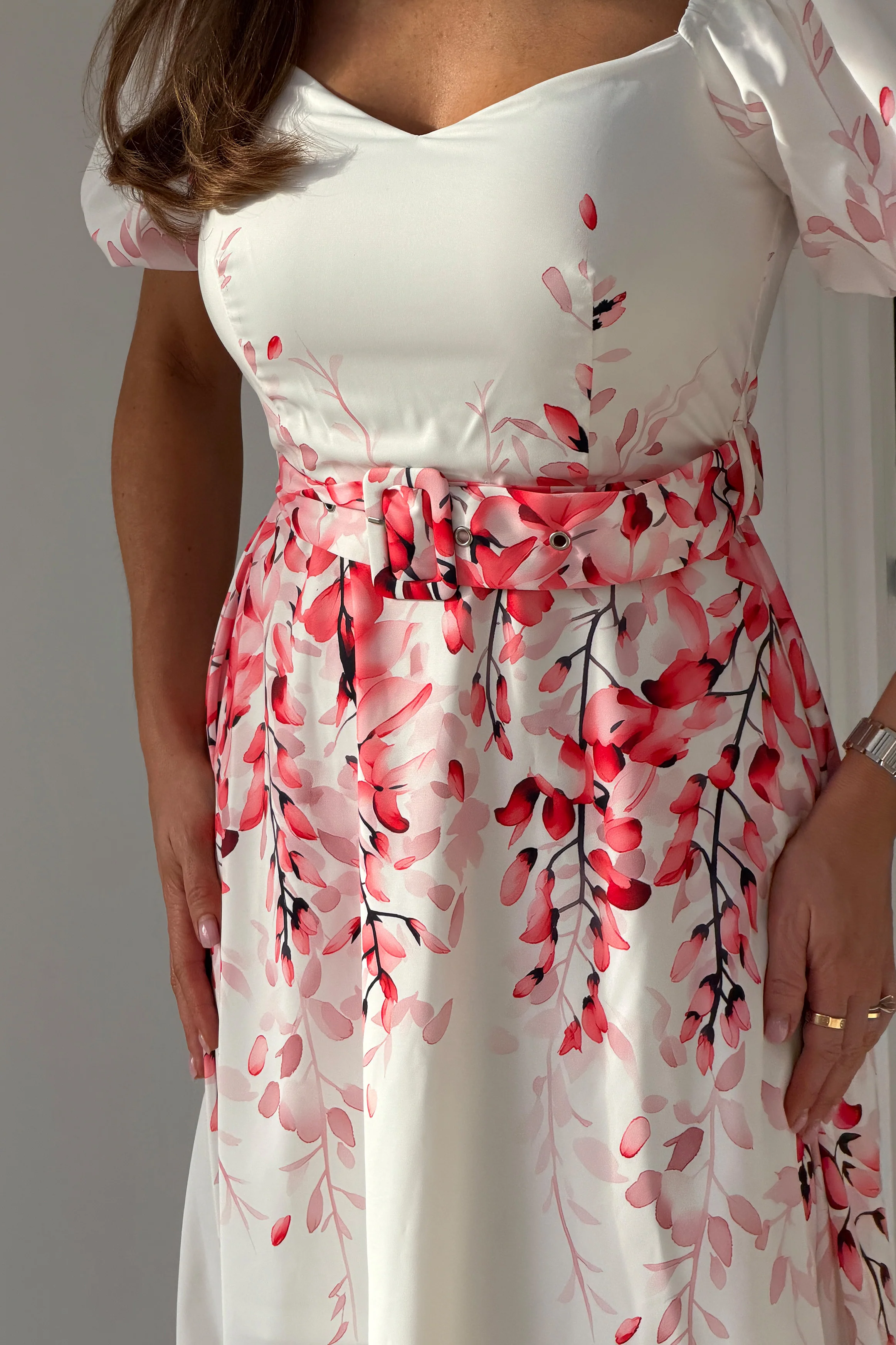 Darleen Puff Sleeve Midi Dress Pink - Image 3